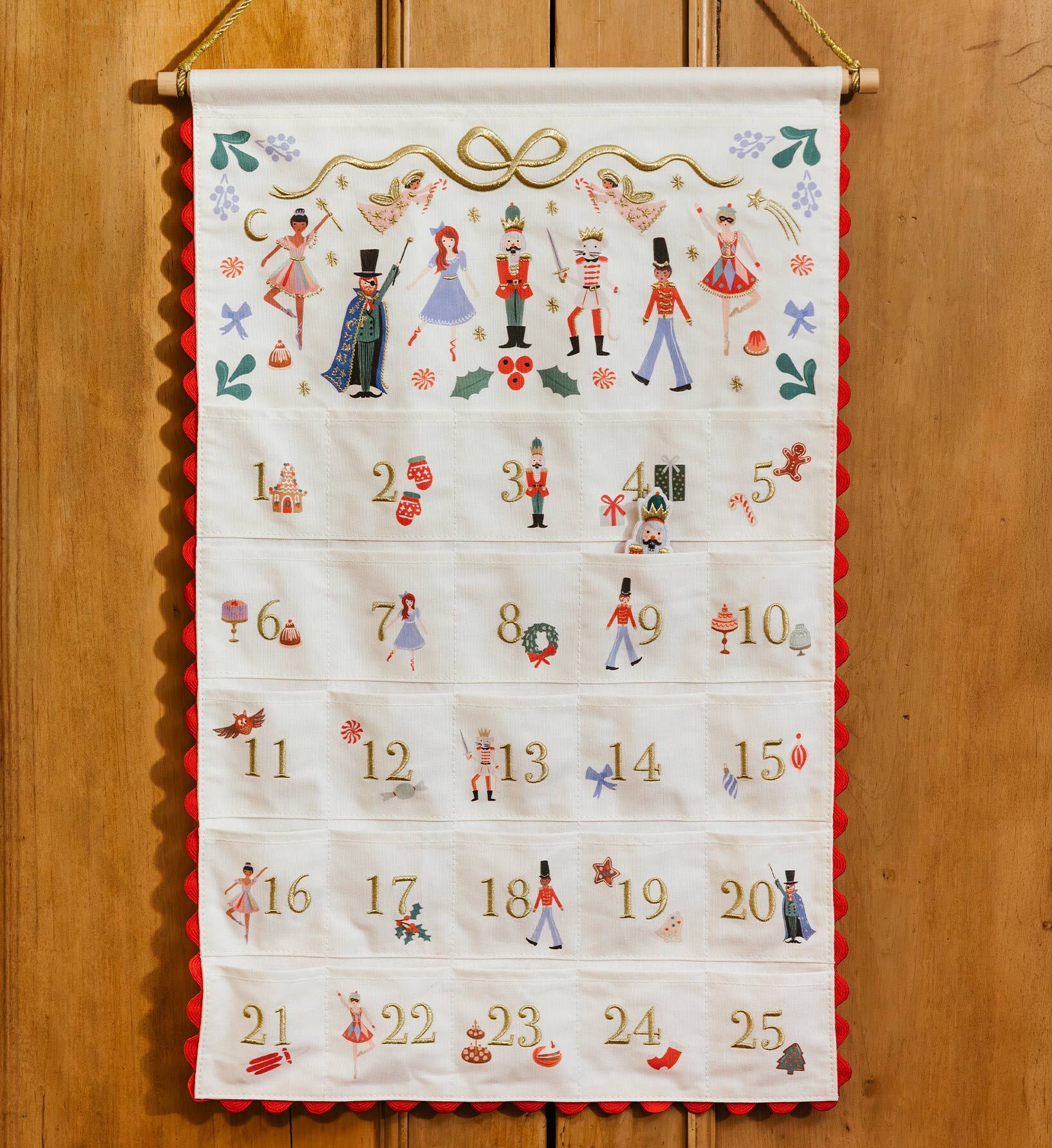 Embroidered Hanging Advent Calendar - Nutcracker