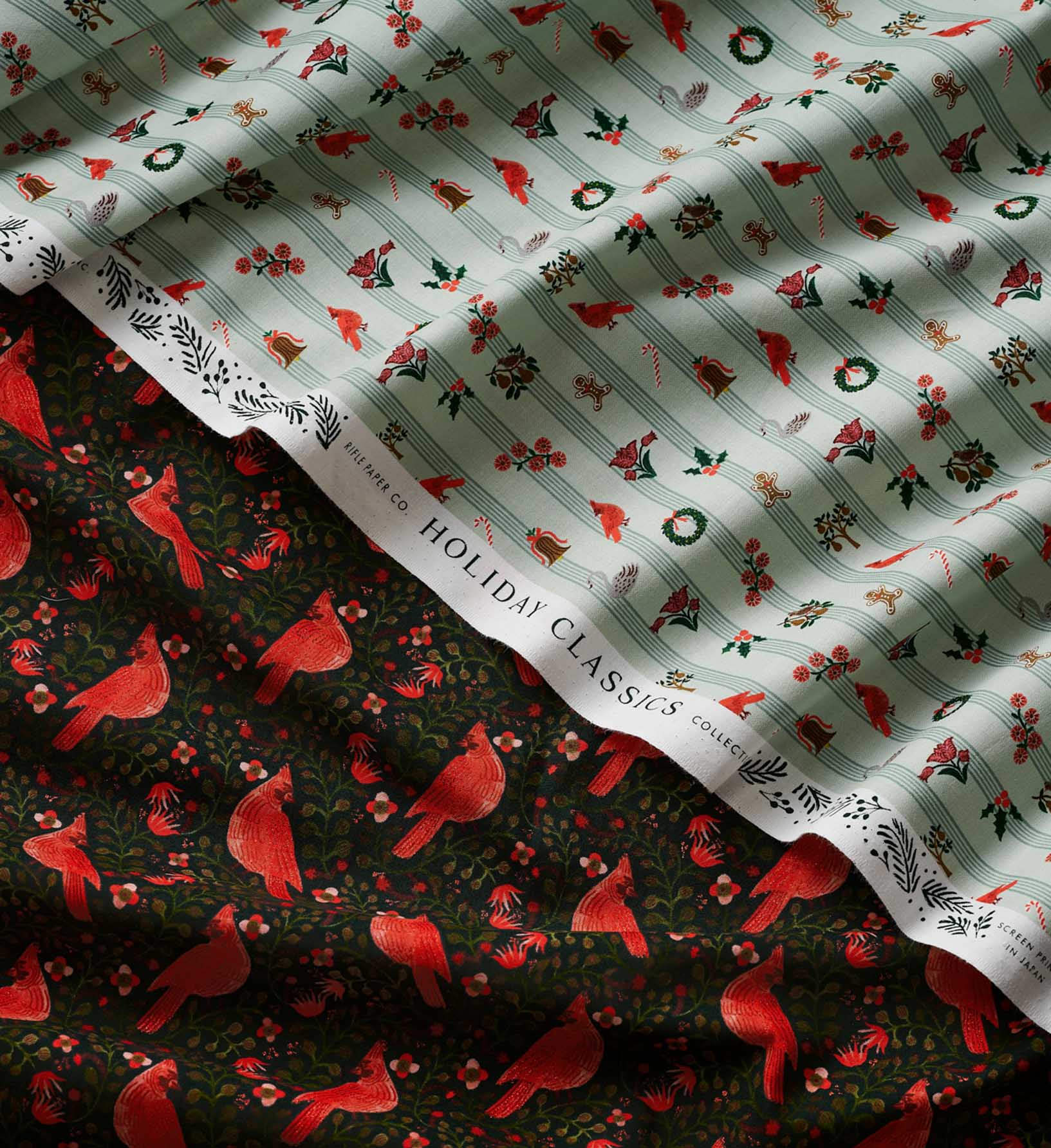 Cardinals Cotton Metallic Fabric - Evergreen