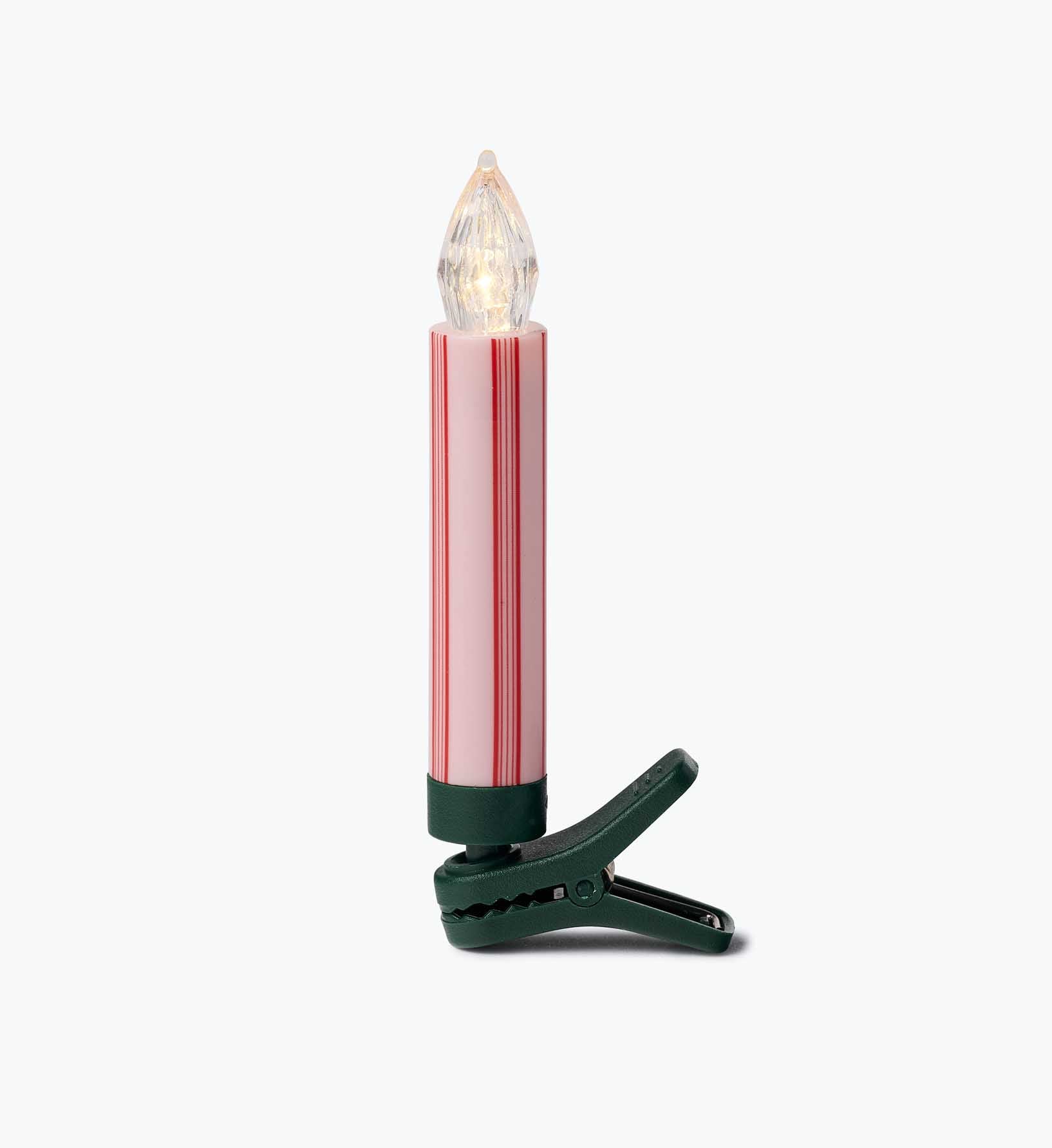 Holiday Clip-On Candle Lights - French Stripe