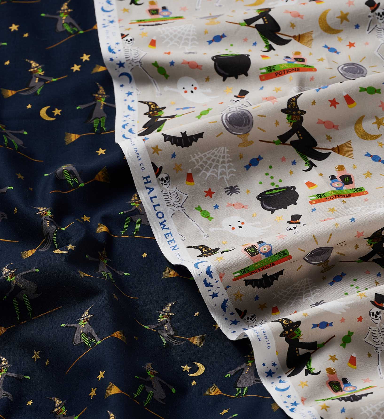 Halloween Party Cotton Metallic Fabric - Linen