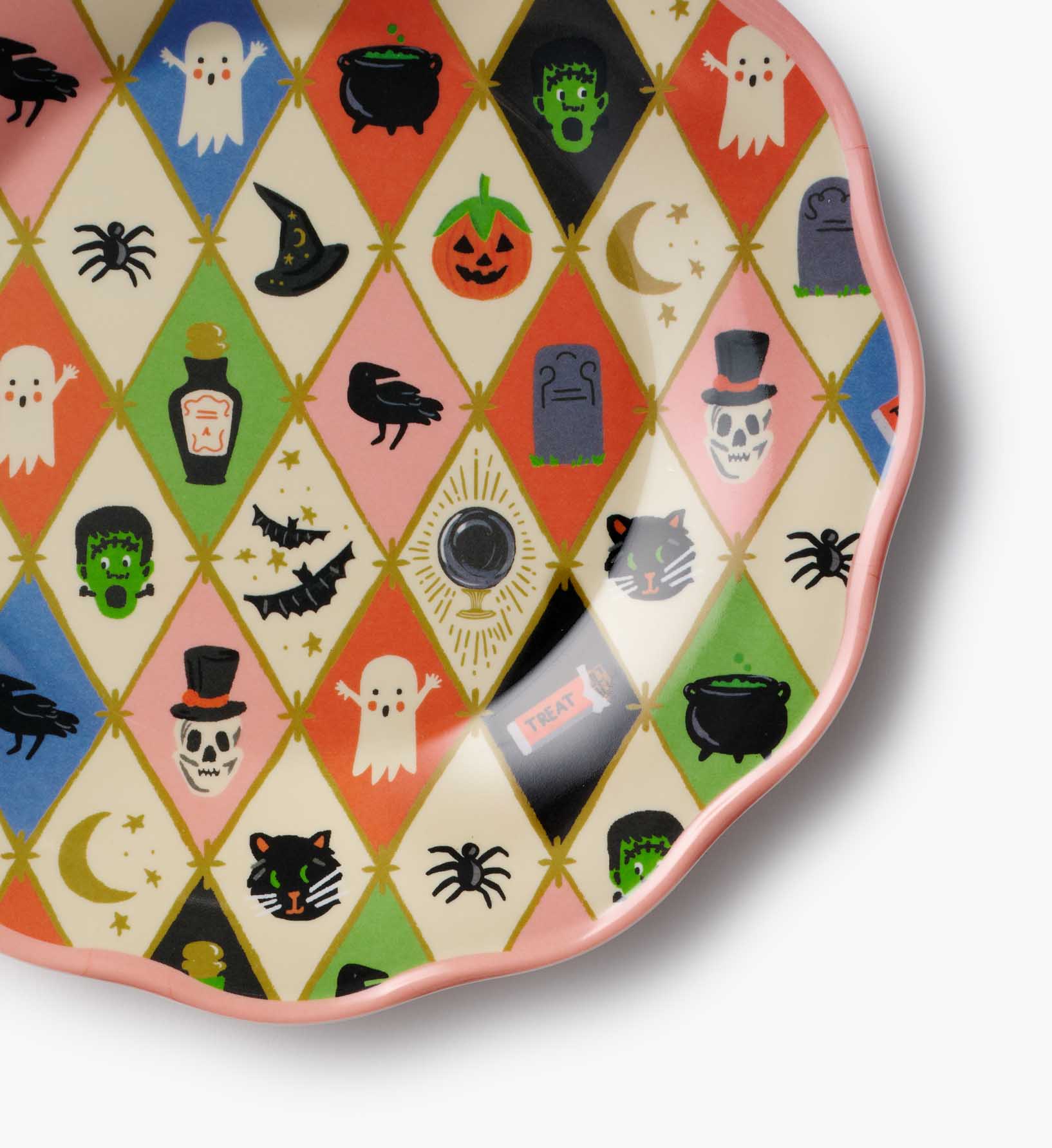 Melamine Assorted Dessert Plates - Halloween Argyle