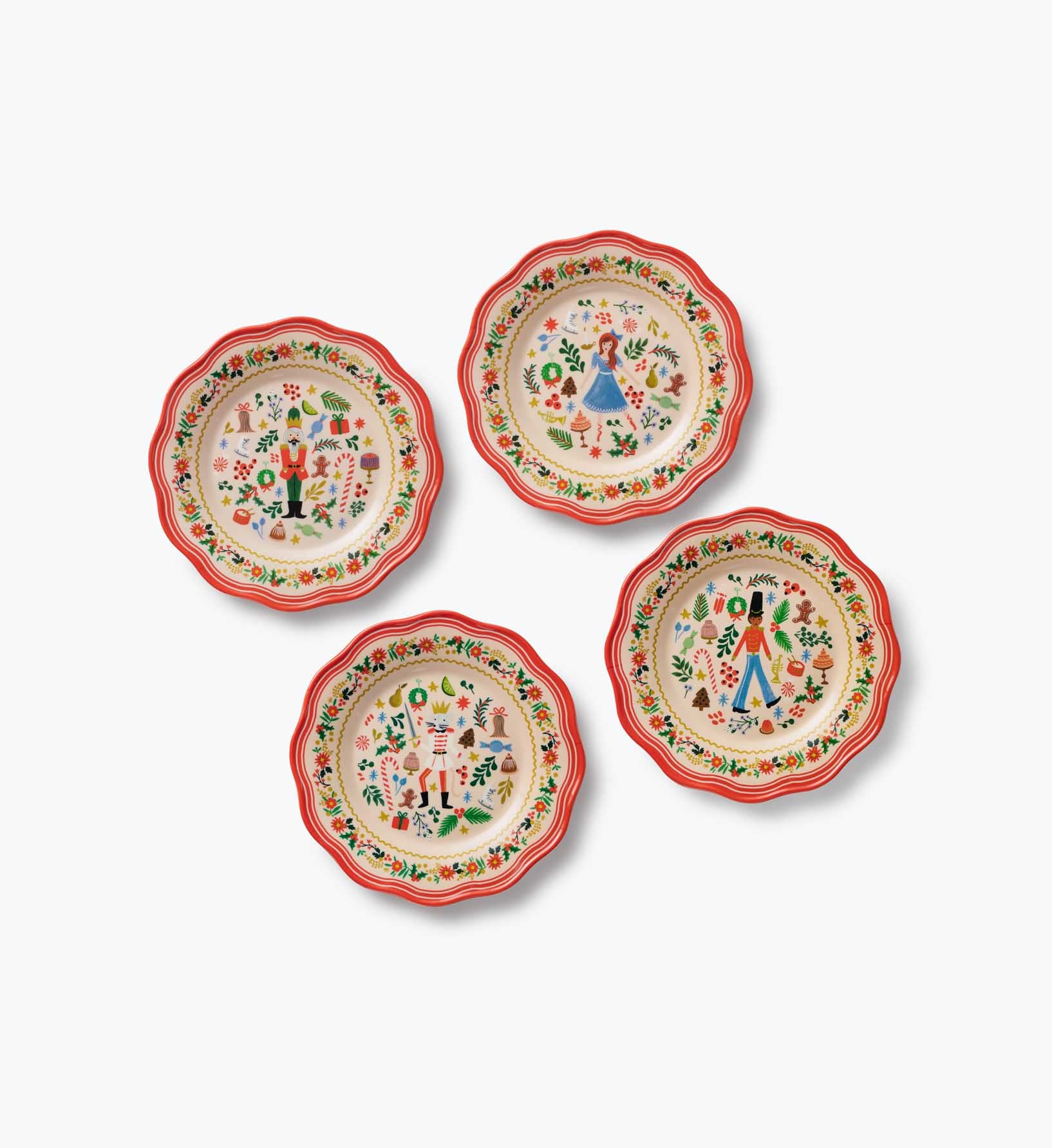 Melamine Assorted Dessert Plates - Holly Jolly Nutcracker