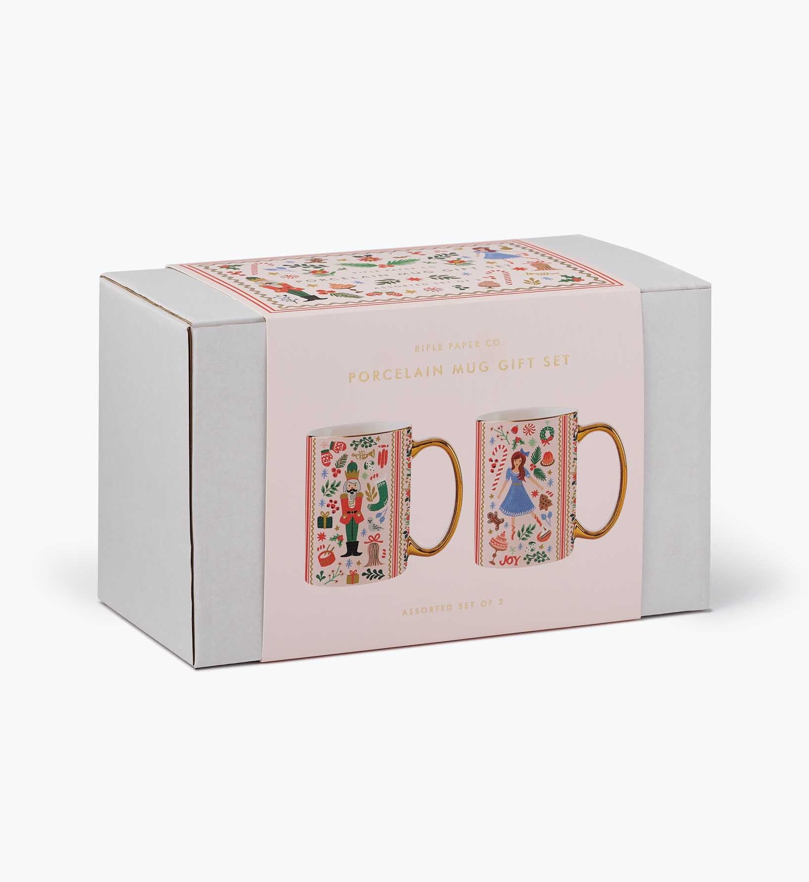 Holiday Porcelain Mug Set - Holly Jolly Nutcracker