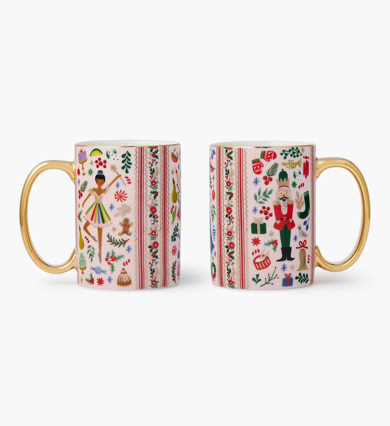 Holiday Porcelain Mug Set - Holly Jolly Nutcracker