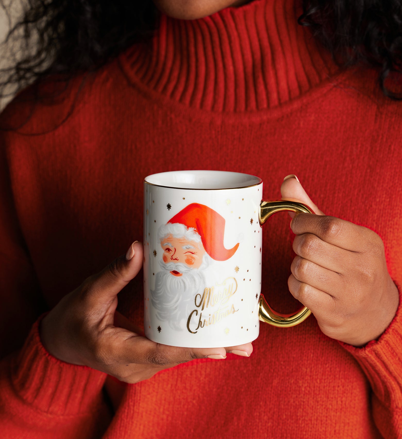 Holiday Porcelain Mug - Winking Santa