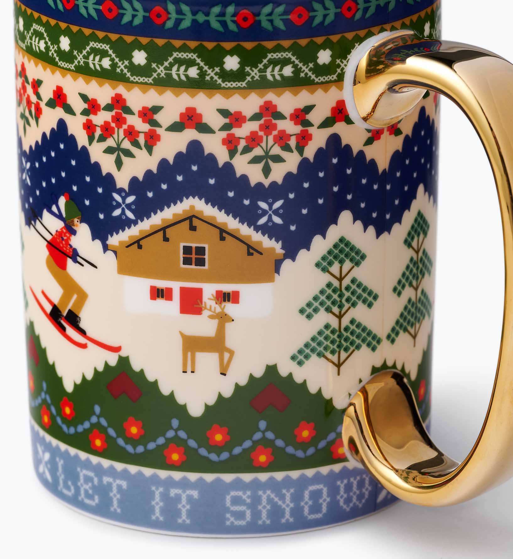 Holiday Porcelain Mug - Ski Chalet
