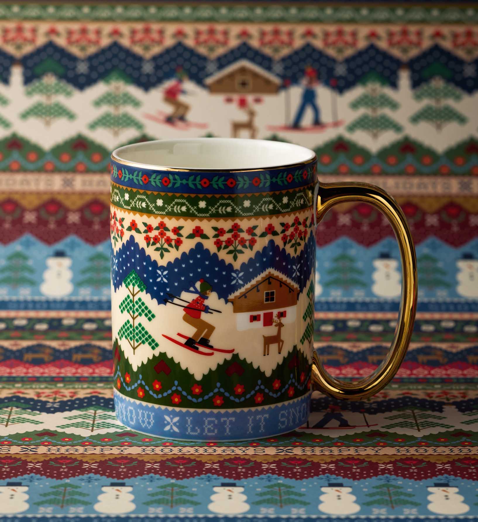 Holiday Porcelain Mug - Ski Chalet