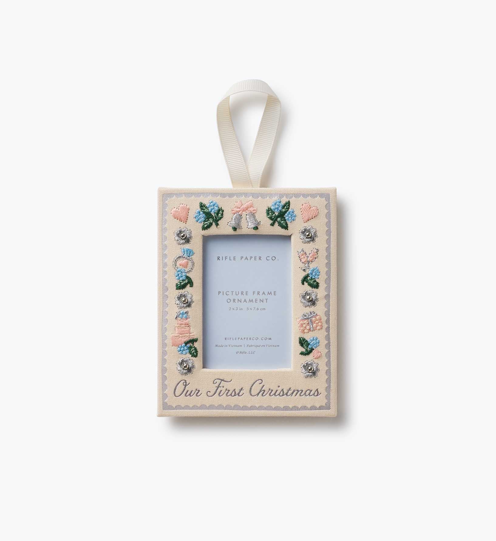 Embroidered Frame Ornament - Our First Christmas