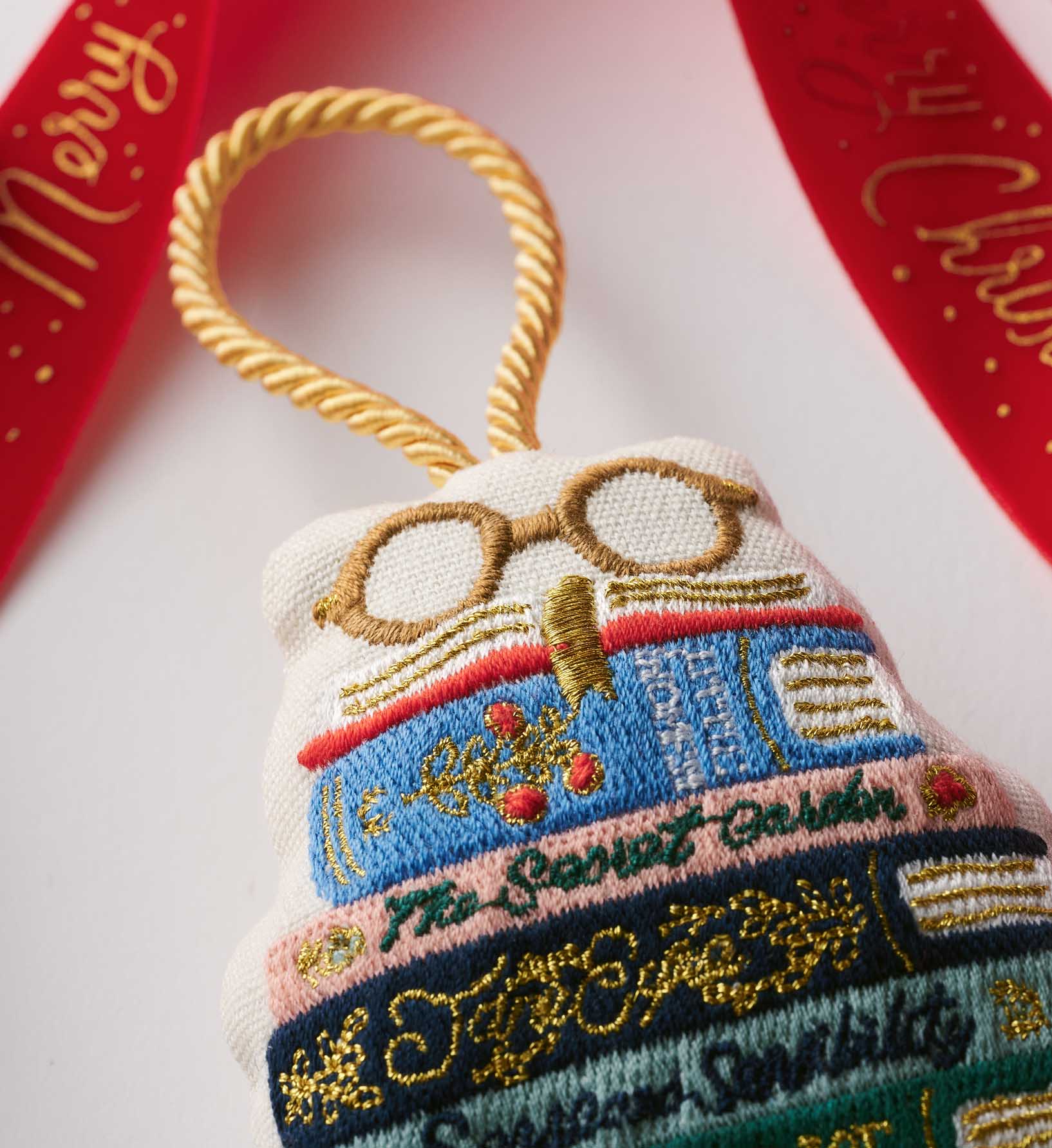 Embroidered Ornament - Book Club
