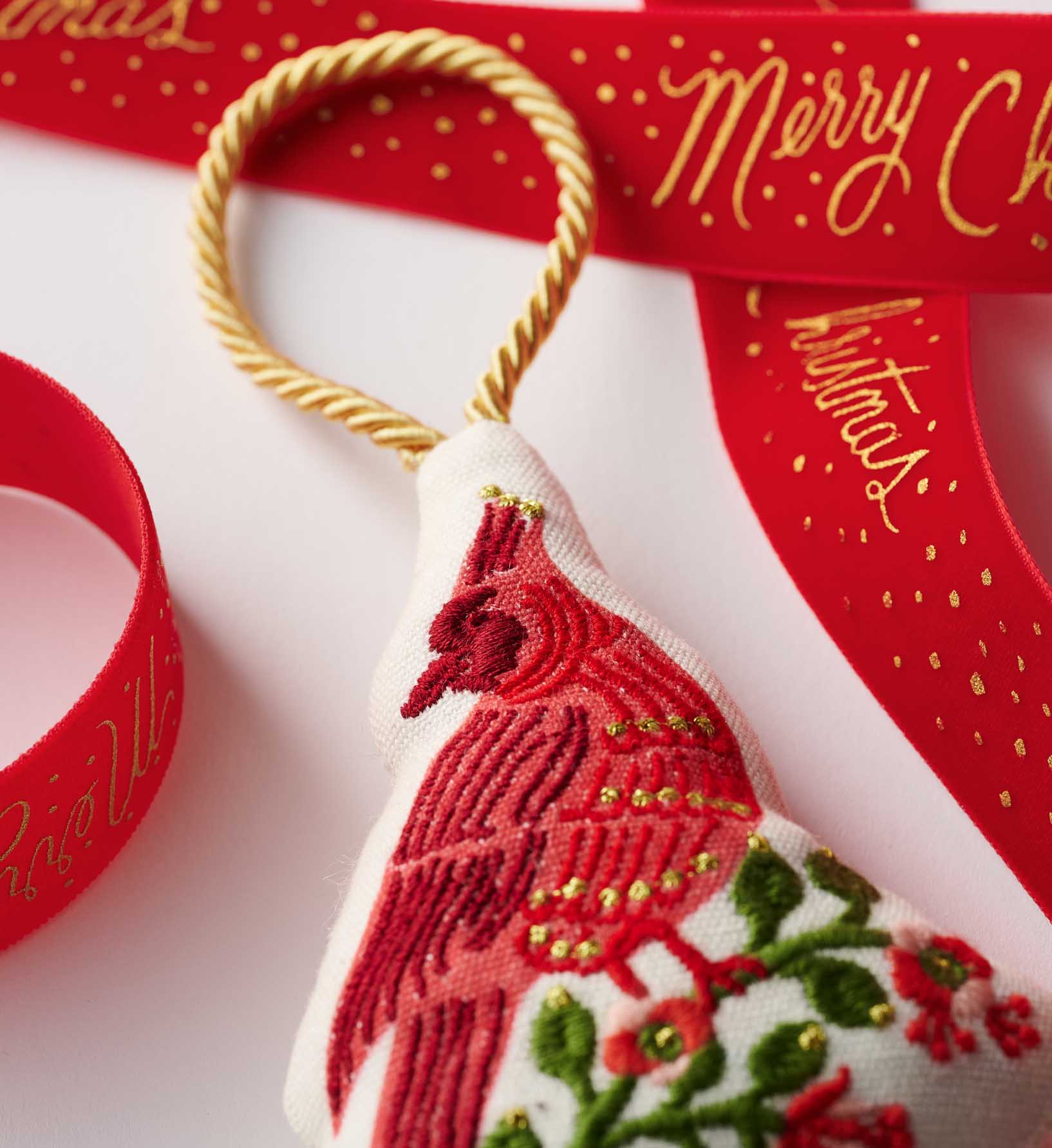 Embroidered Ornament - Cardinals