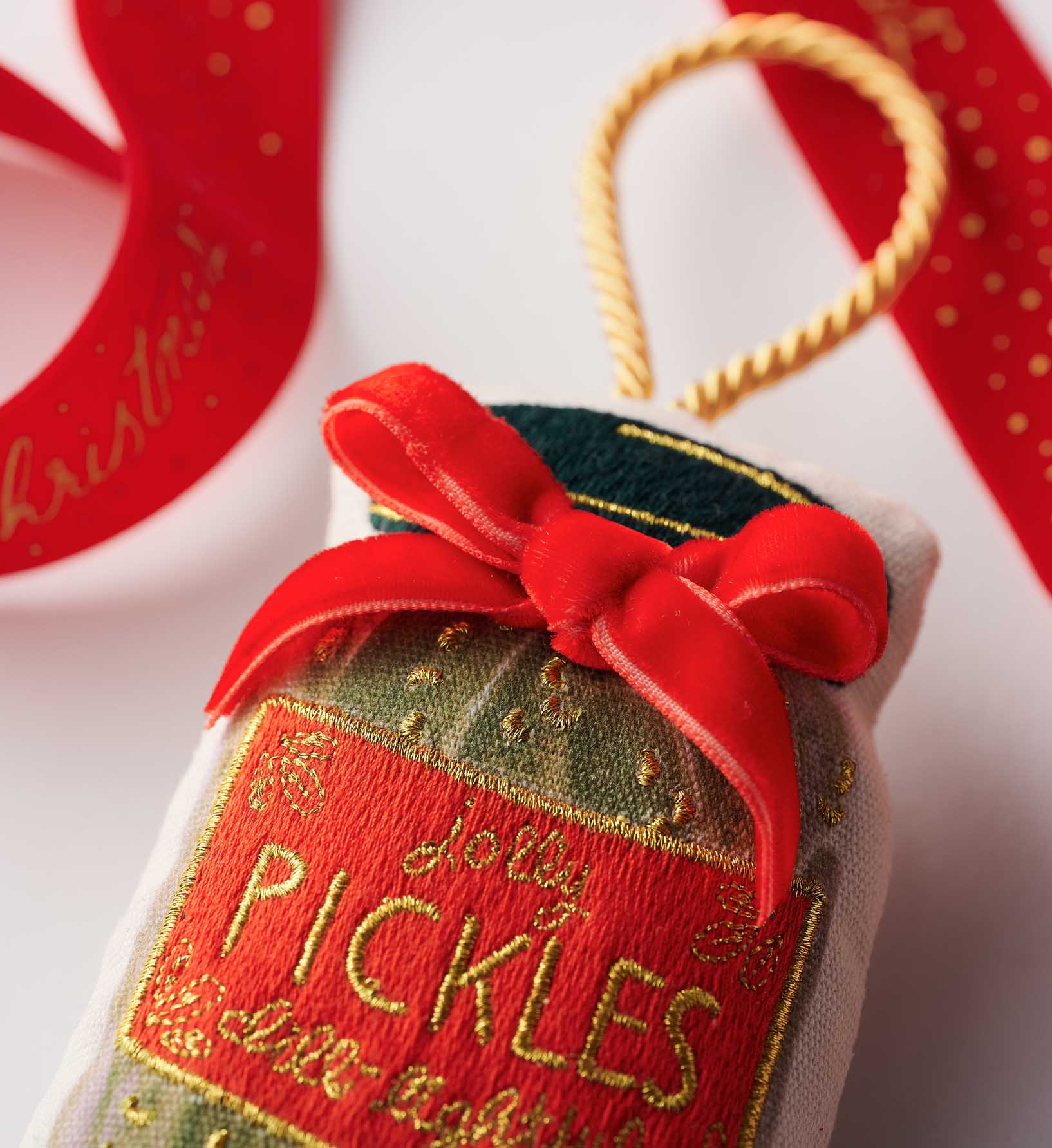 Embroidered Ornament - Pickle Jar