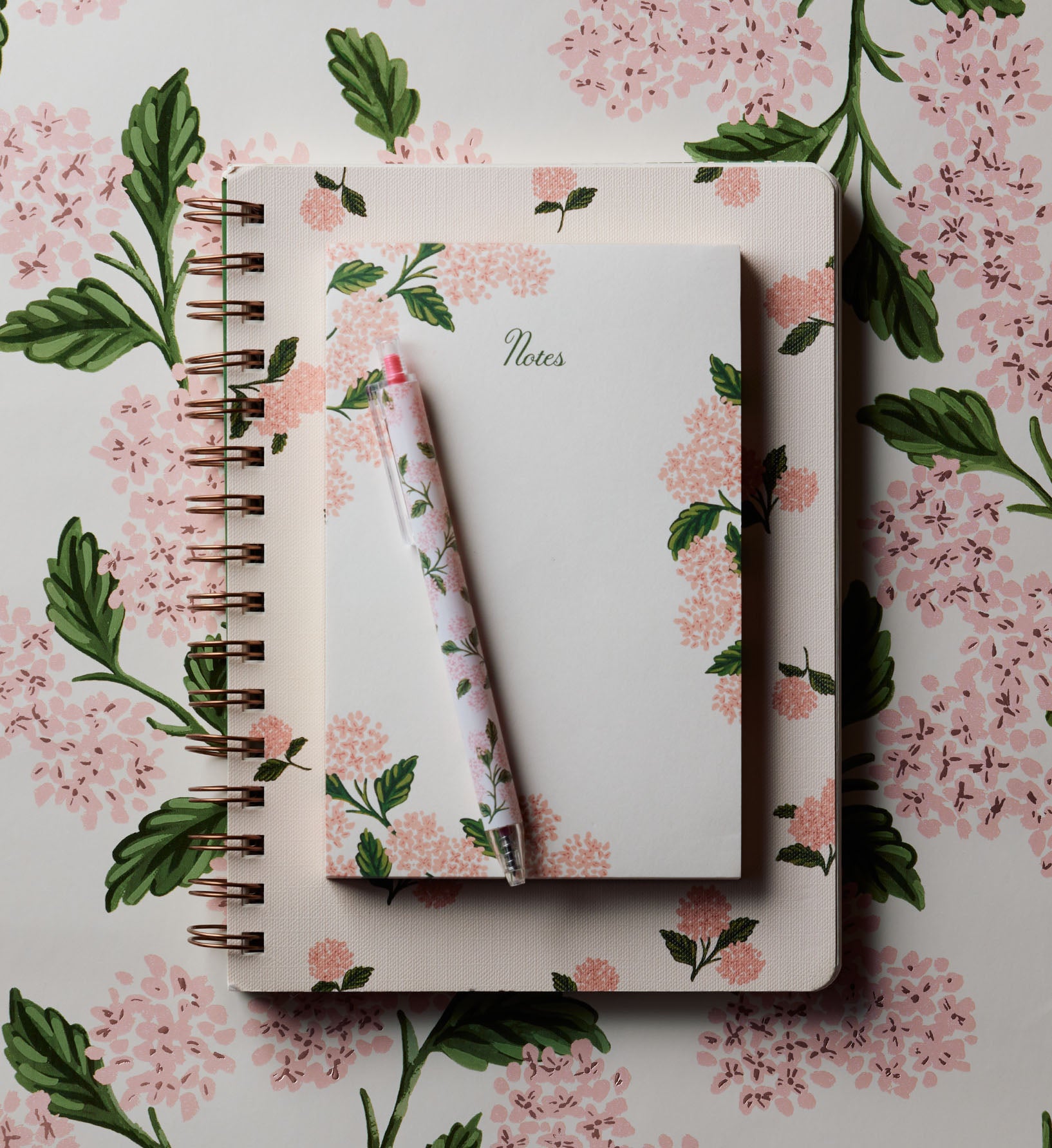 Blank Notepad - Pink Hydrangea