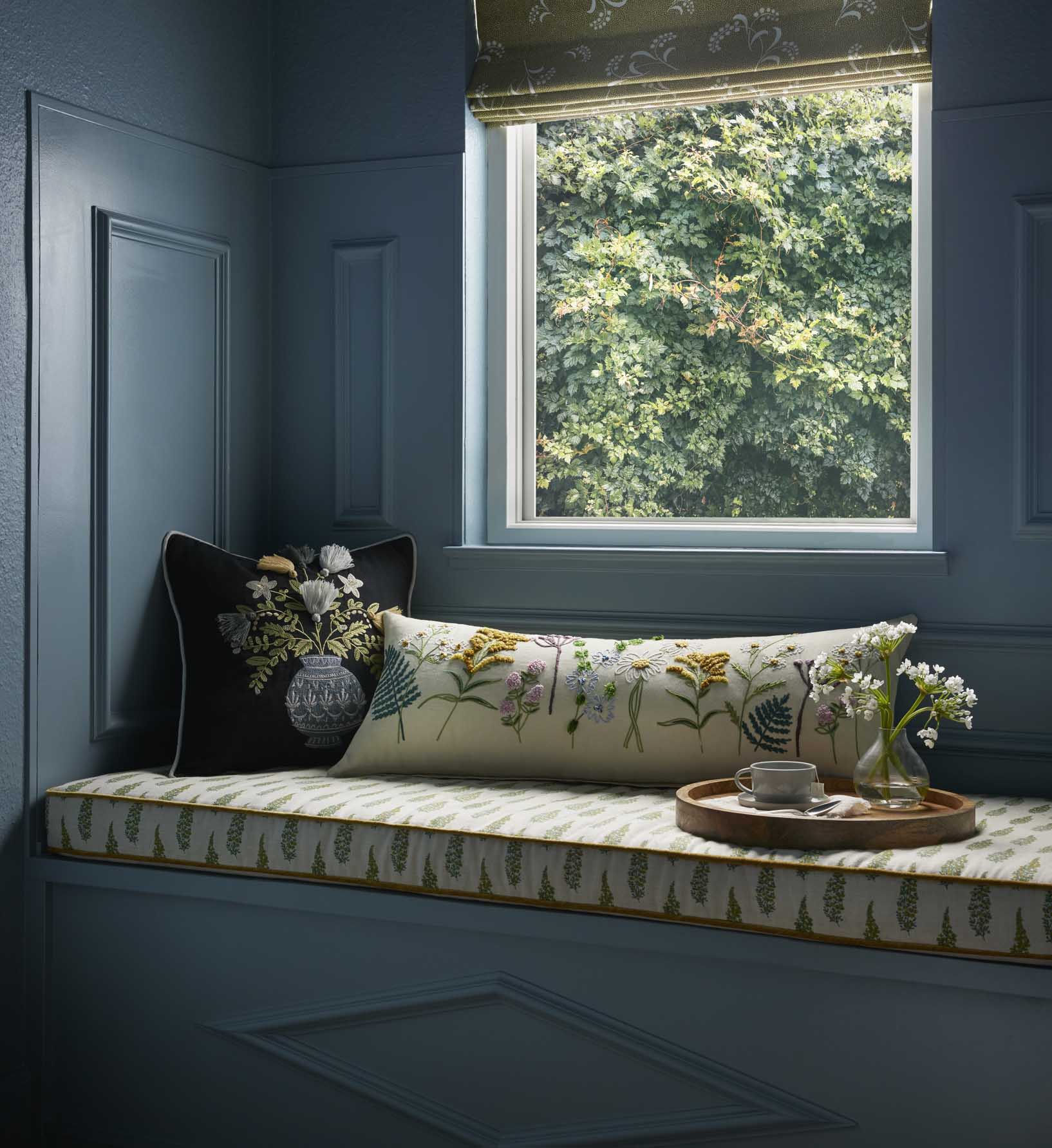 Wildflowers Embroidered Lumbar Pillow - Cream