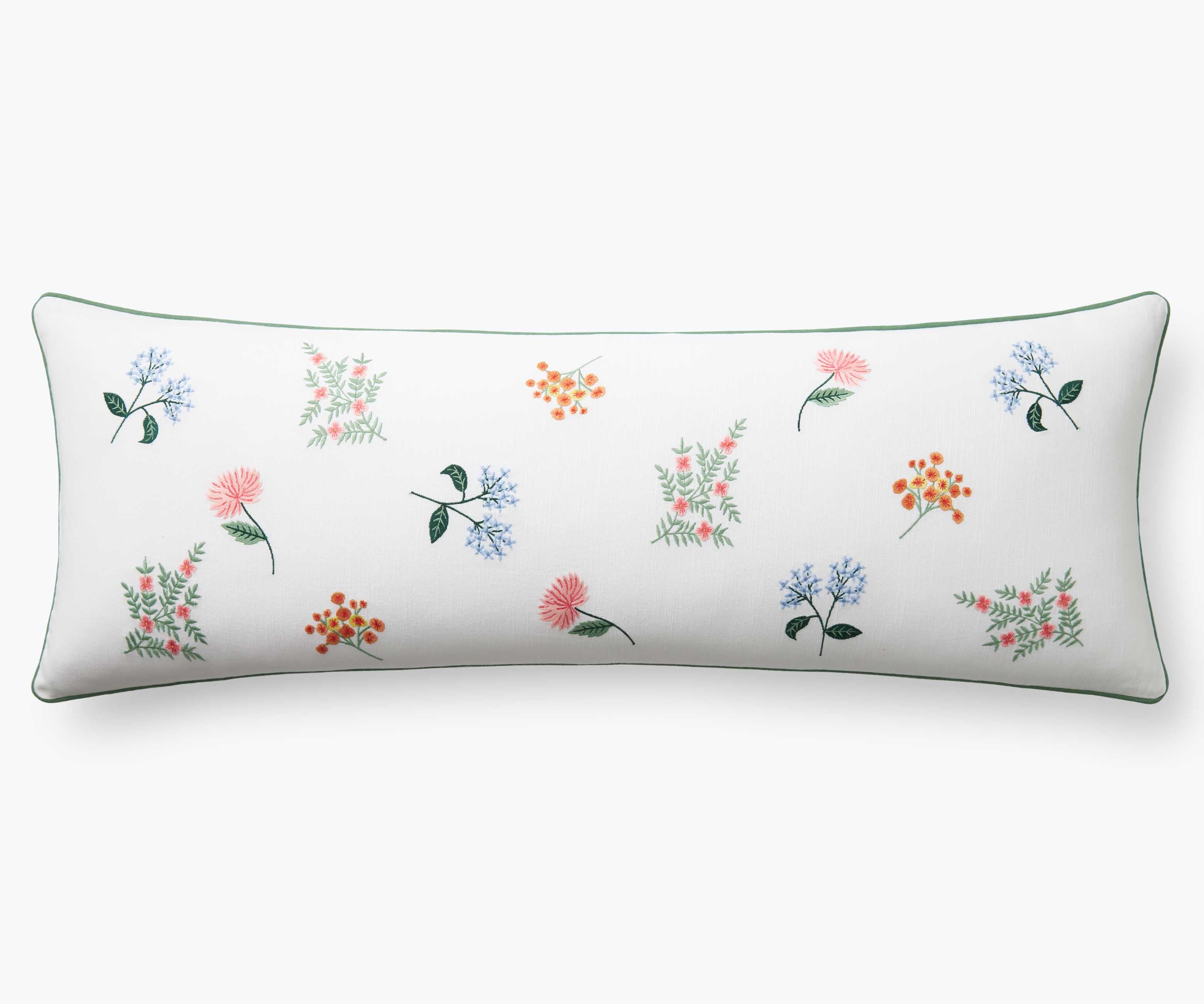 Embroidered Lumbar Pillow Cover - Dahlia