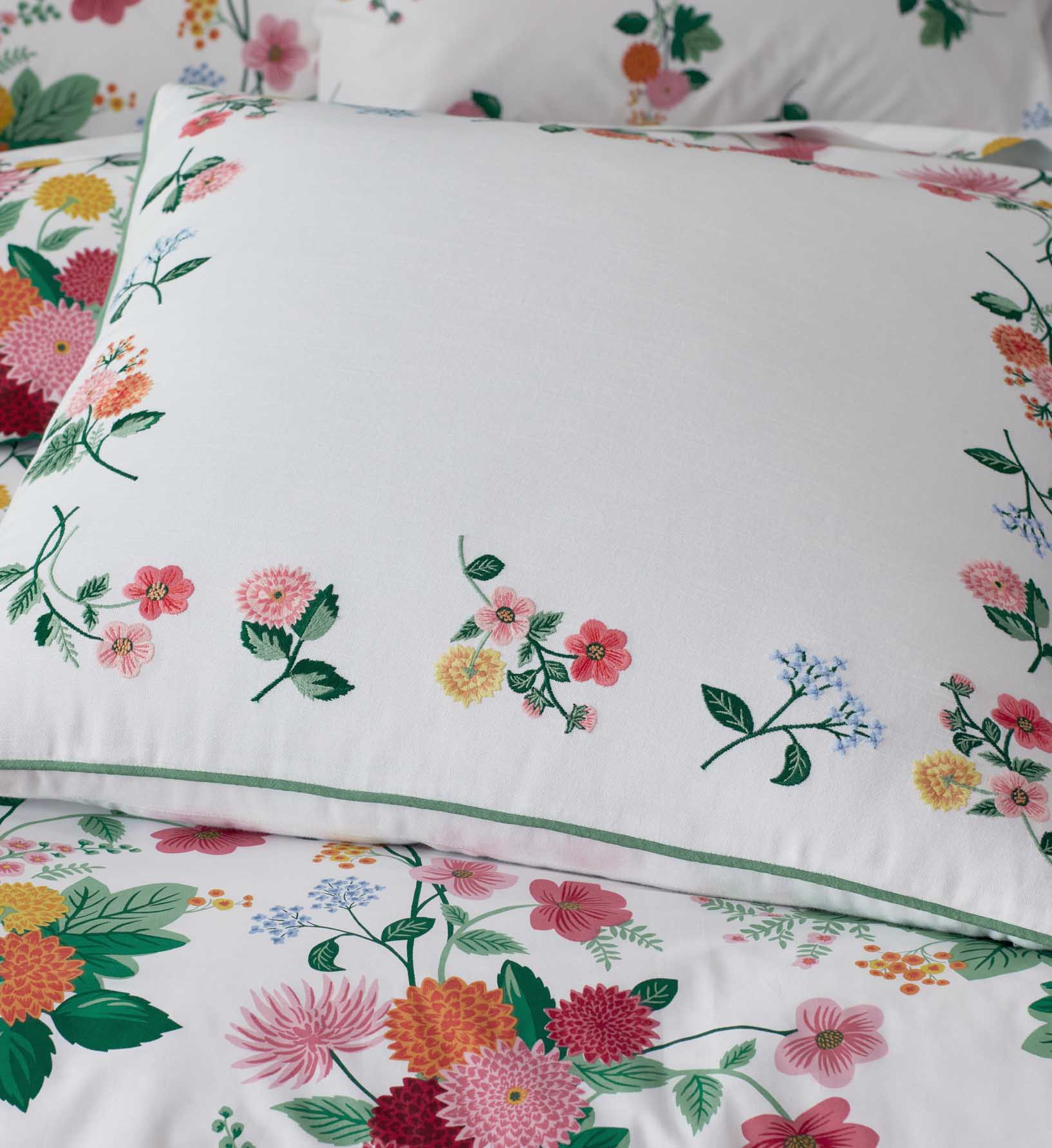 Embroidered Pillow Cover - Dahlia
