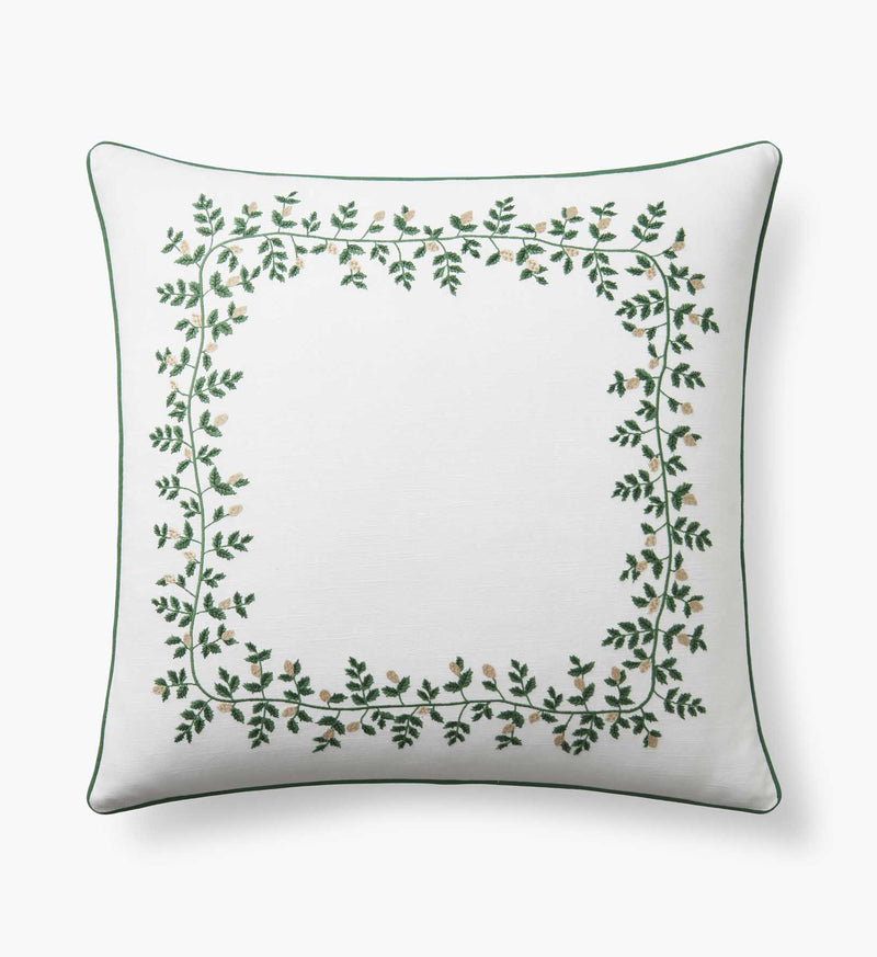 Climbing Vines White - Embroidered Pillow Cover