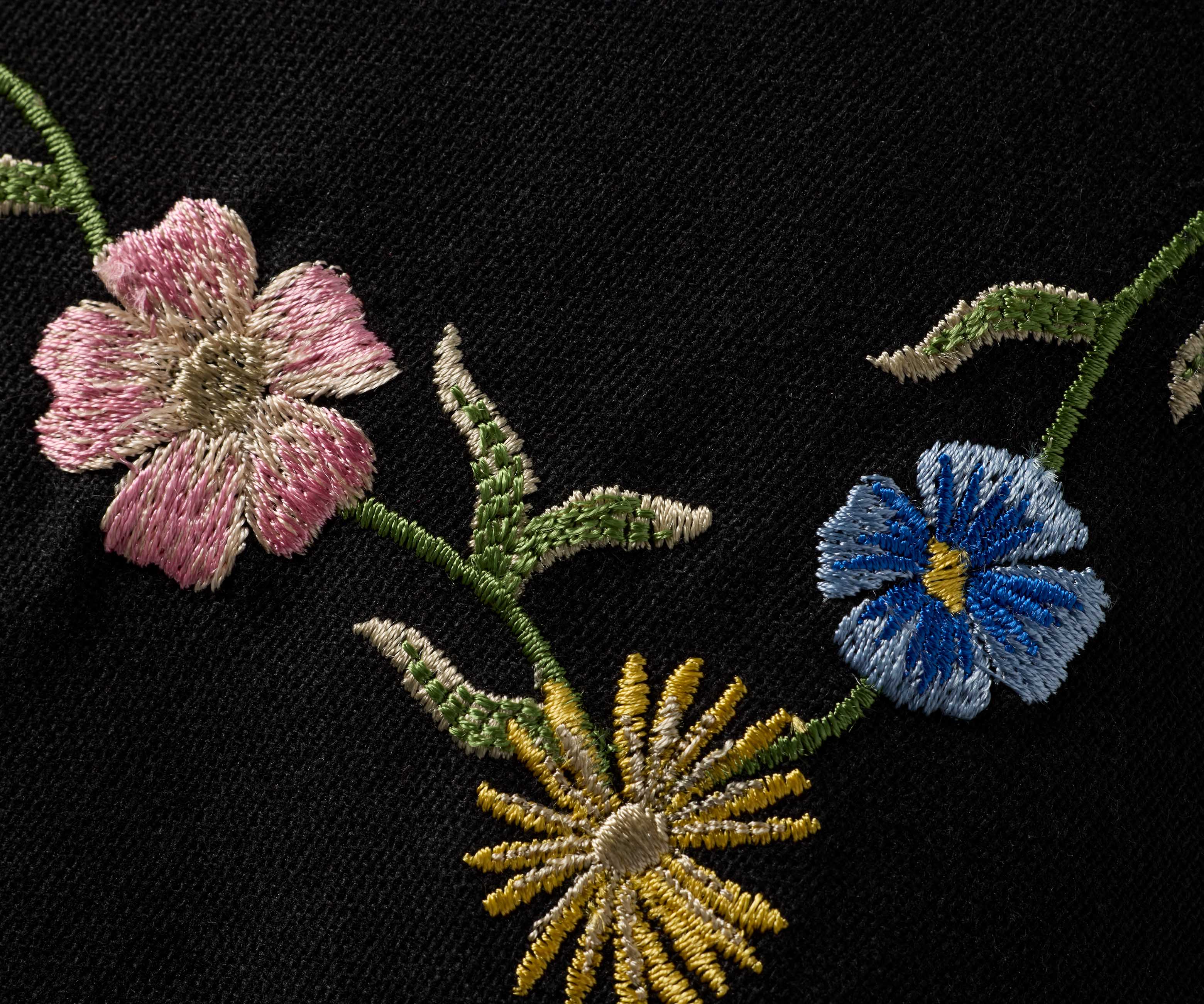 Curio Border Embroidered Pillow - Black