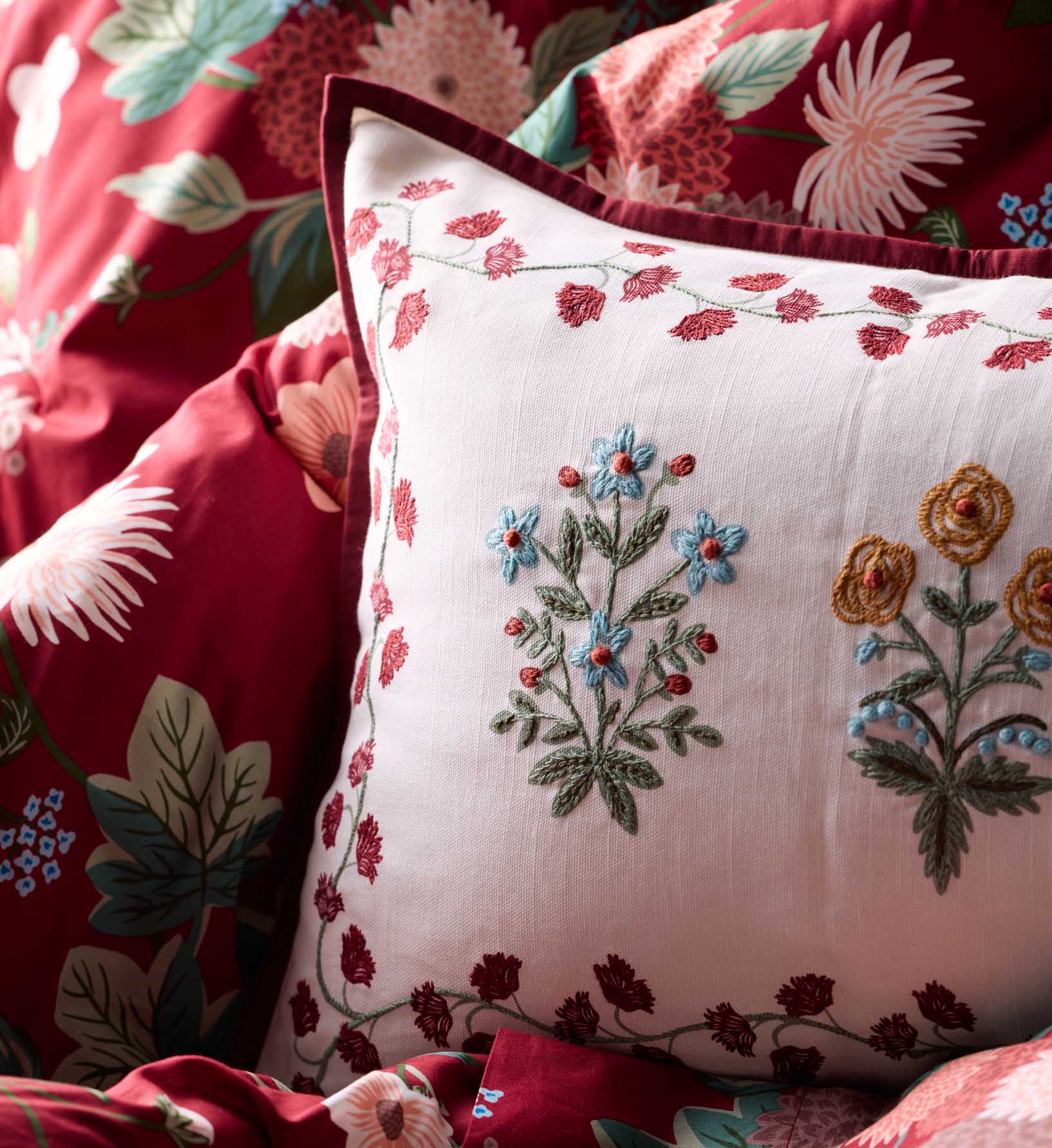 Embroidered Lumbar Pillow Cover - Lottie