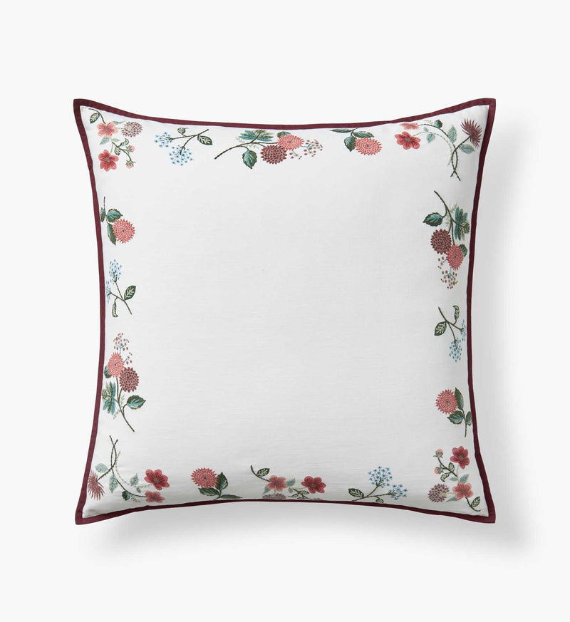 Dahlia Ivory - Embroidered Pillow Cover