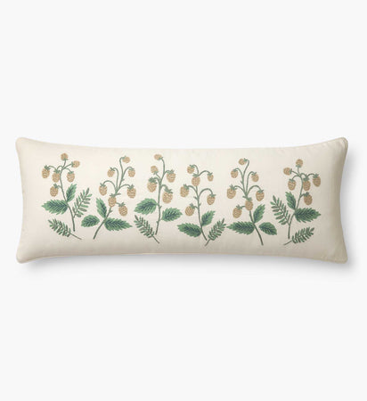 Embroidered Lumbar Pillow Cover - Dahlia