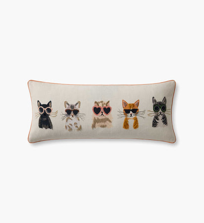 Cool Cats Embroidered Lumbar Pillow | Rifle Paper Co.