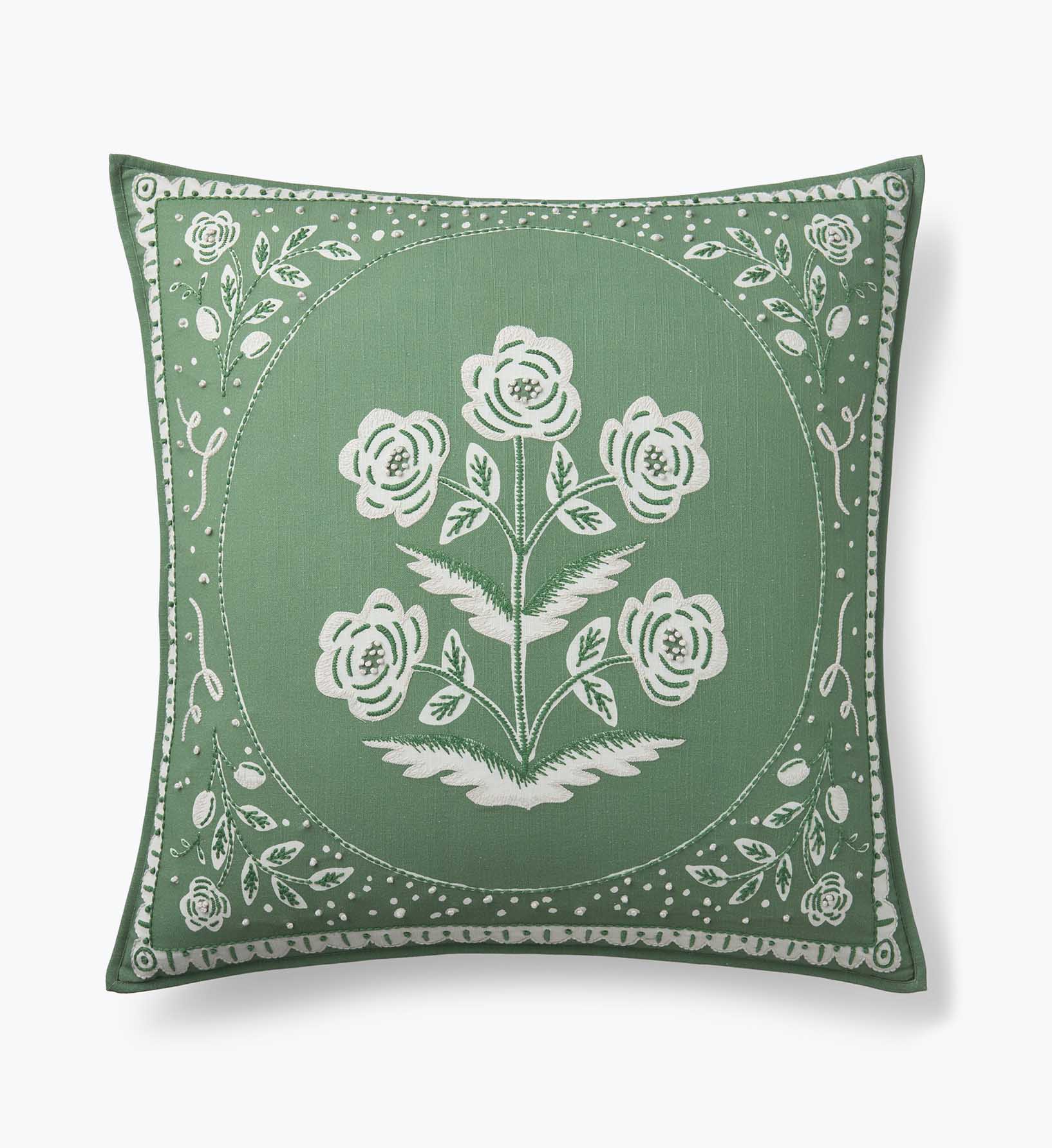 Embroidered Pillow Cover - Artichoke Garden