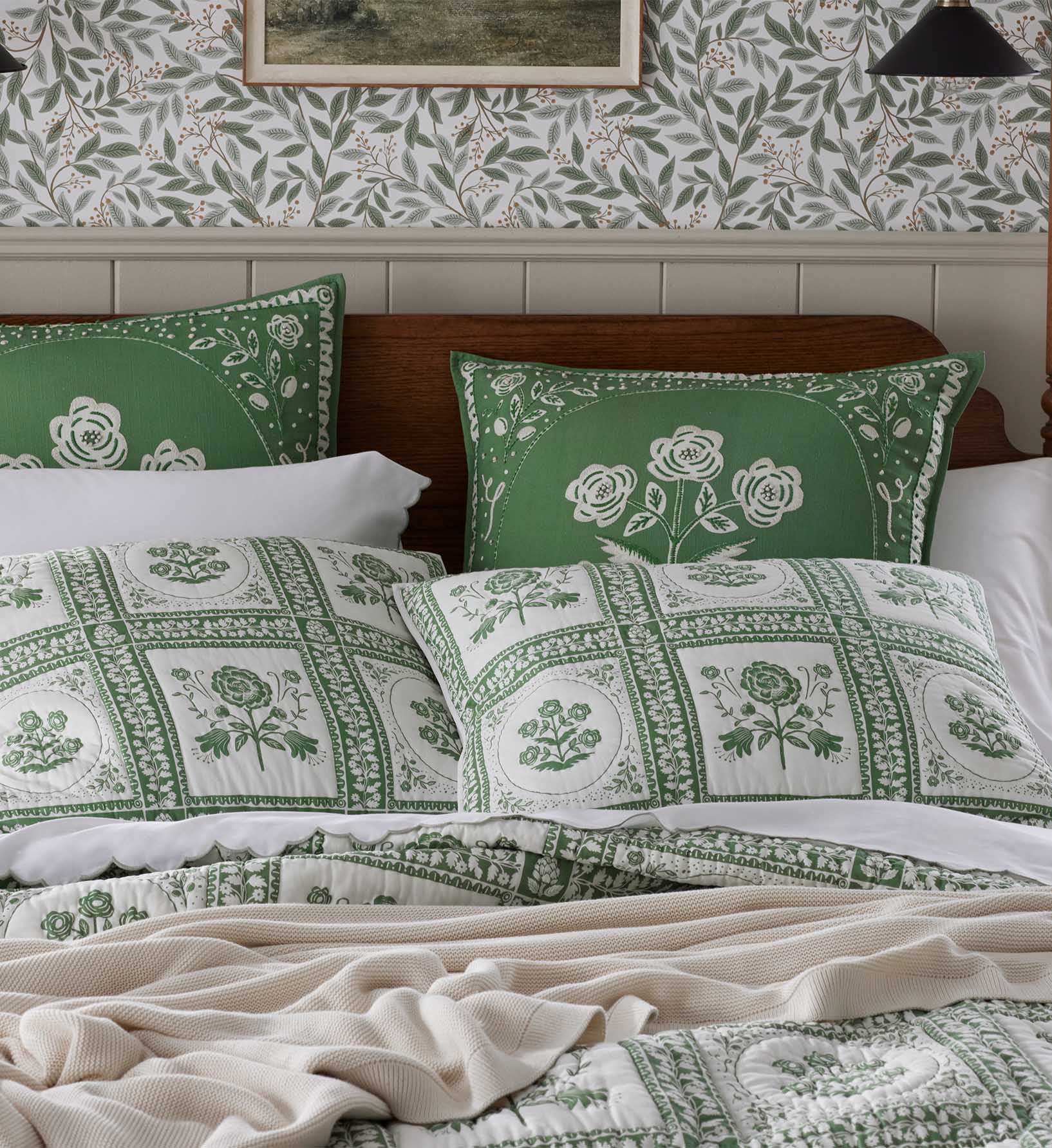 Embroidered Pillow Cover - Artichoke Garden