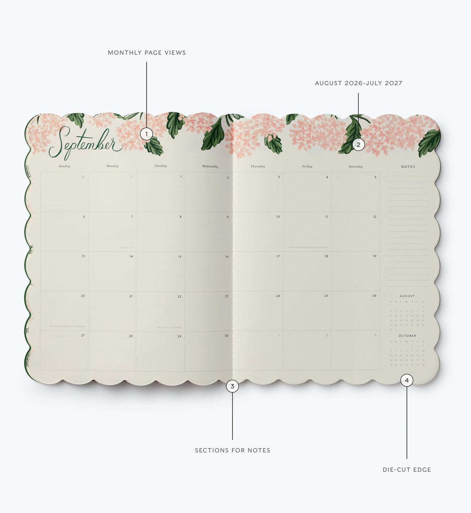 2026-2027 12-Month Academic Appointment Notebook - Pink Hydrangea
