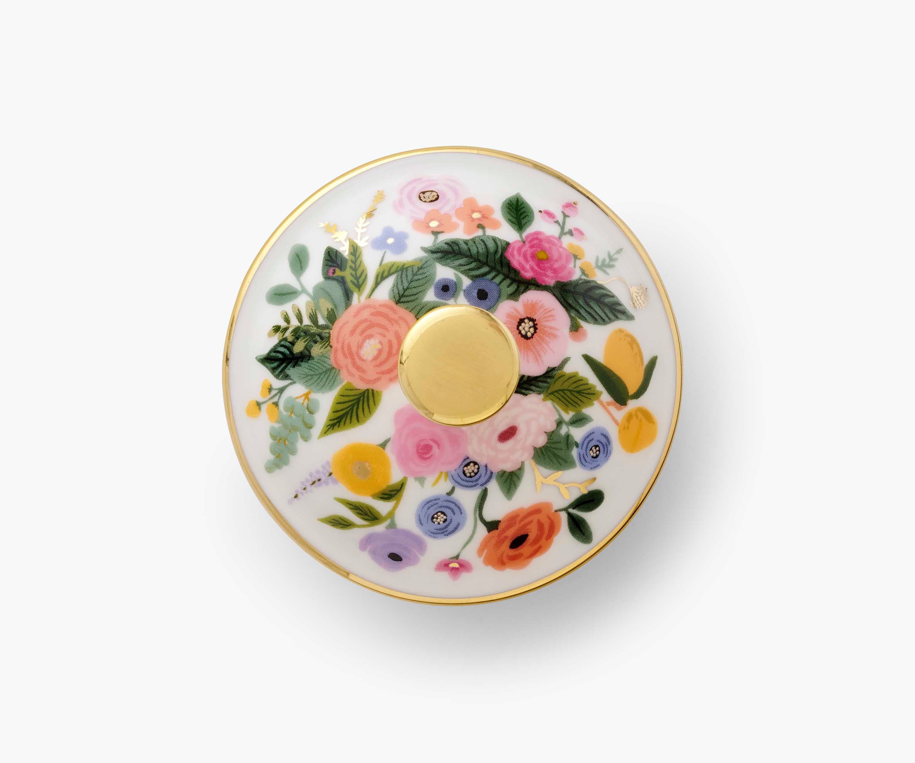 Round Porcelain Box - Garden Party
