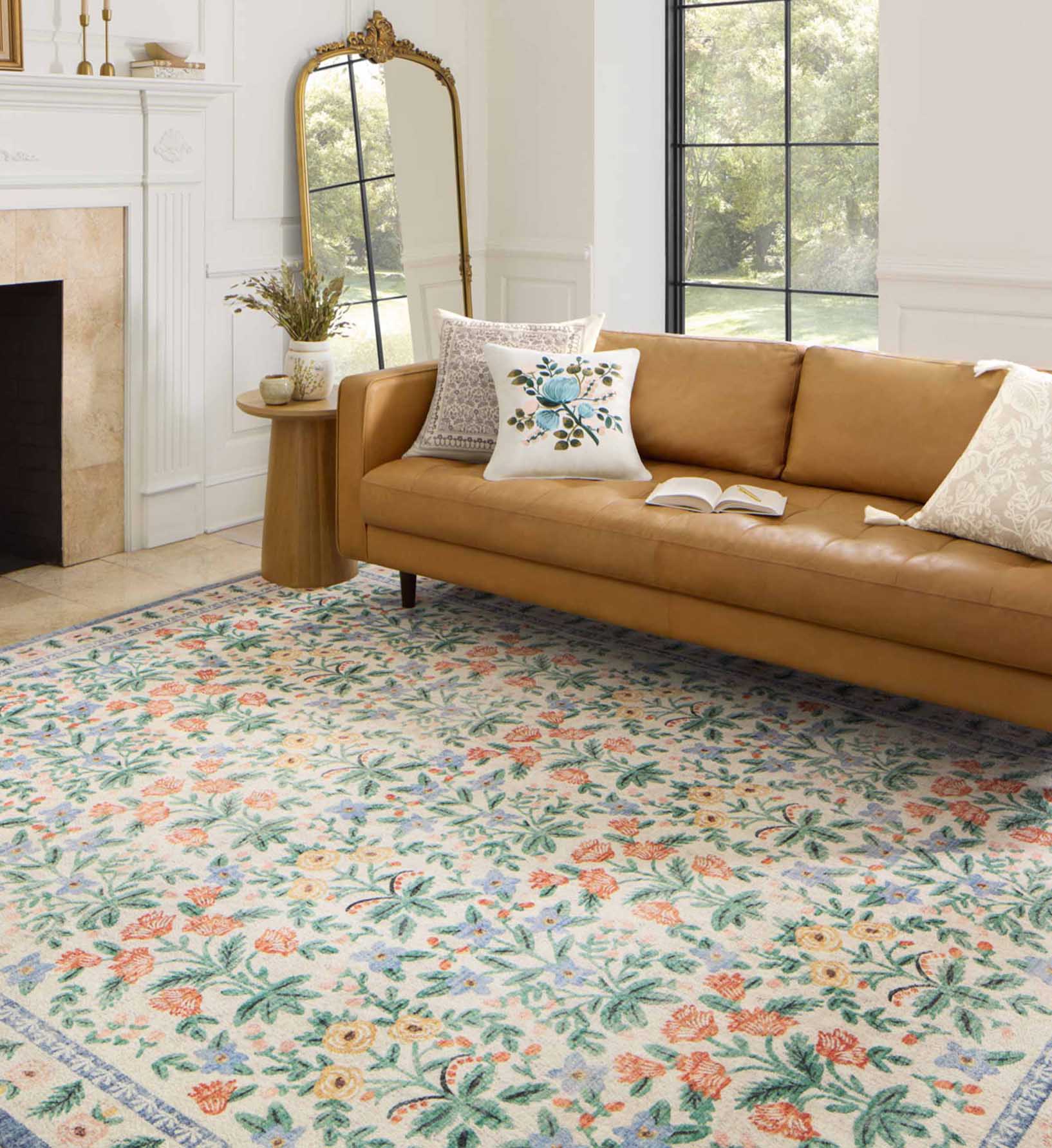 Eden Mughal Garden Power Loomed Rug - Cream