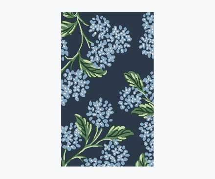 Joie Hydrangea Wool-Hooked Rug in Navy | Rifle Paper Co.