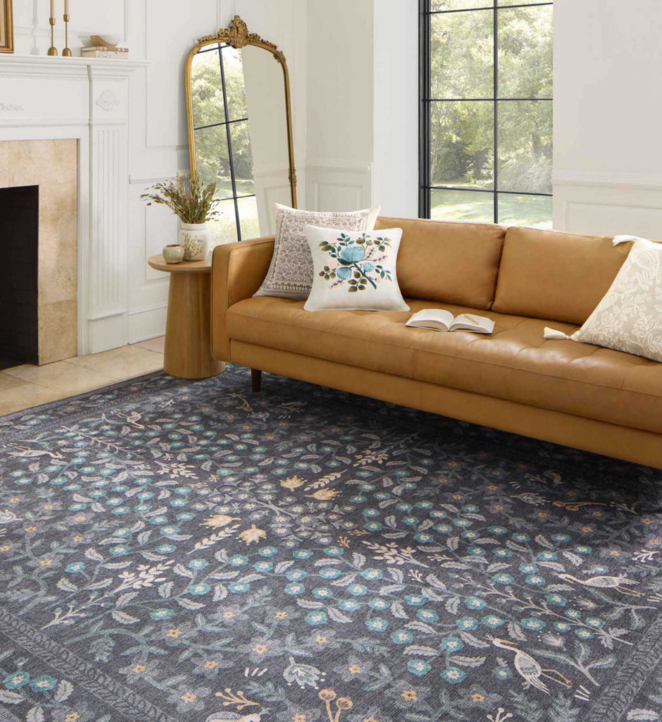 Maison Nightingale Black Floral Rug | Rifle Paper Co.