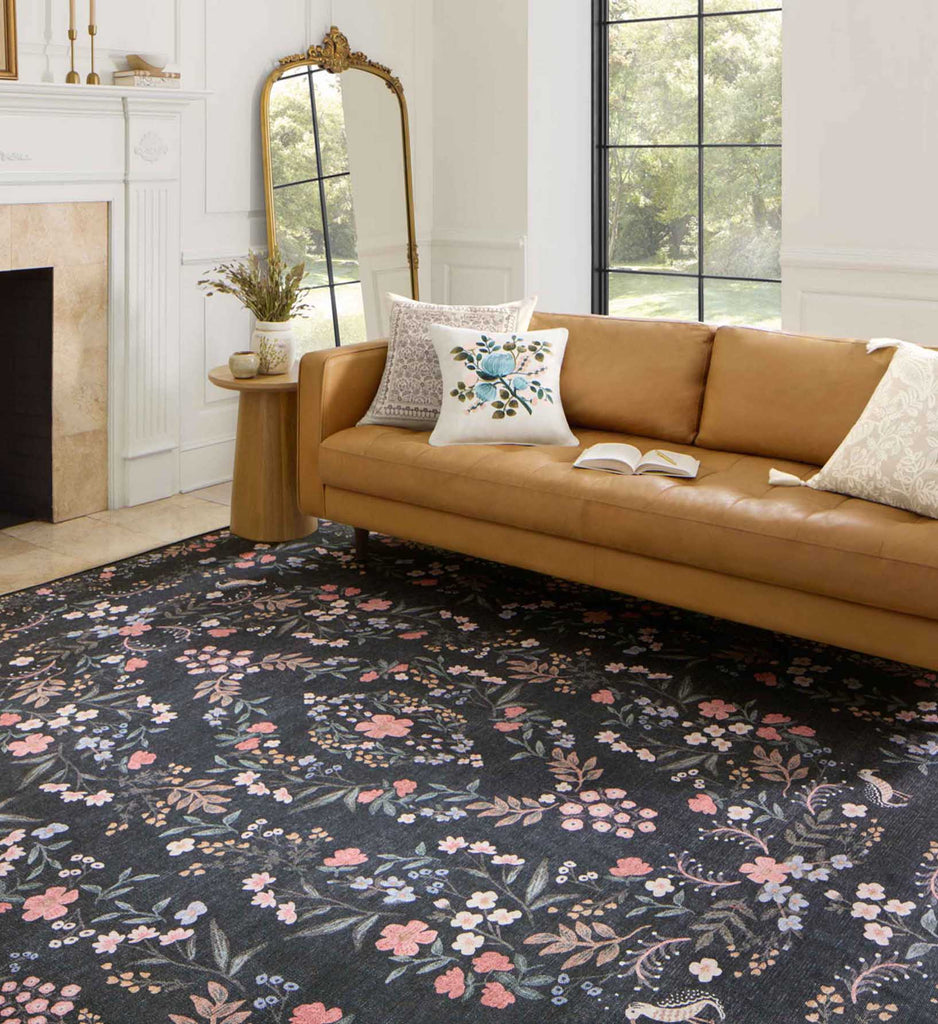 Maison Tuileries Floral Rug in Black | Rifle Paper Co.