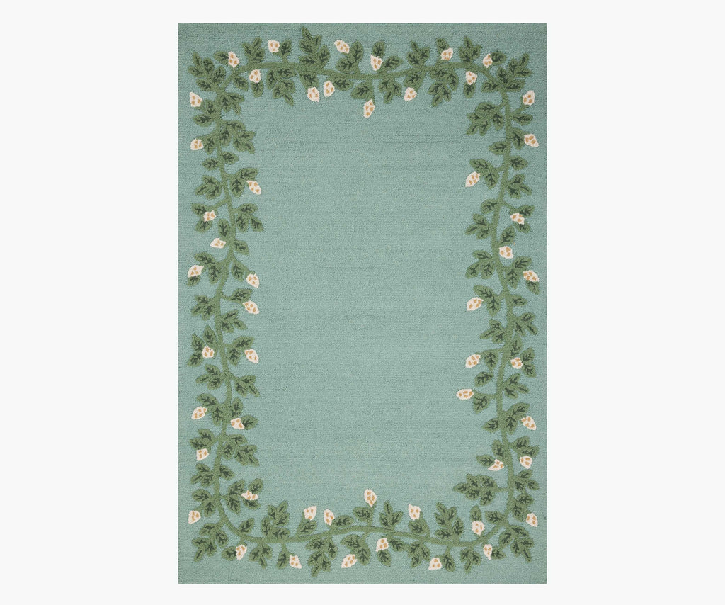 Highgrove Climbing Vines Wool Hooked Rug - Blue – Rifle Paper Co