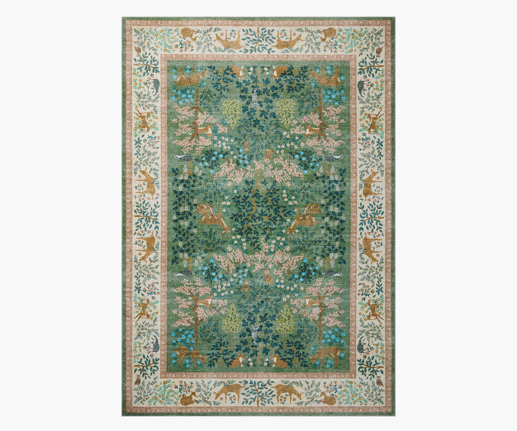 Canopy Woodland Printed Rug 5' Round - Sage