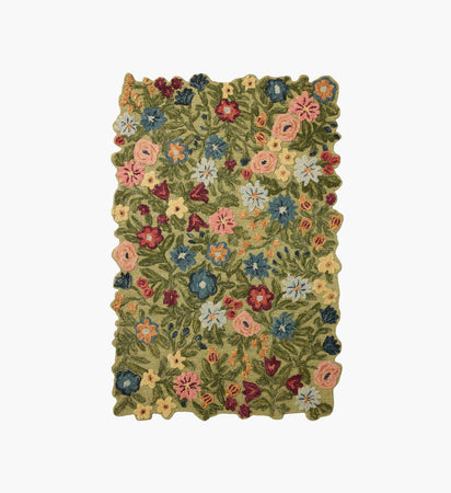 Edith Hand-Tufted Wool Hooked Rug - Green | Rifle Paper Co.