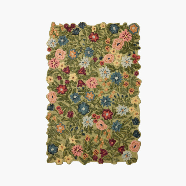 Edith Hand-Tufted Wool Hooked Rug - Green | Rifle Paper Co.