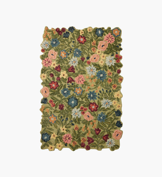 Edith Hand-Tufted Wool Hooked Rug - Green | Rifle Paper Co.