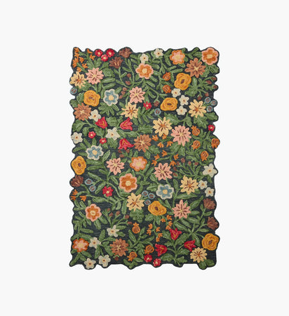 Edith Wool Hooked Rug - Navy