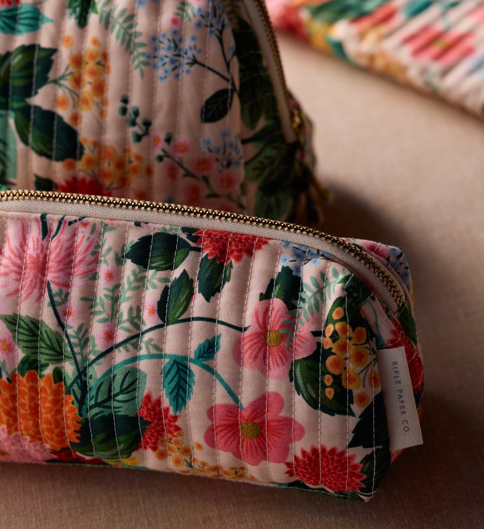 Quilted Small Cosmetic Pouch - Dahlia