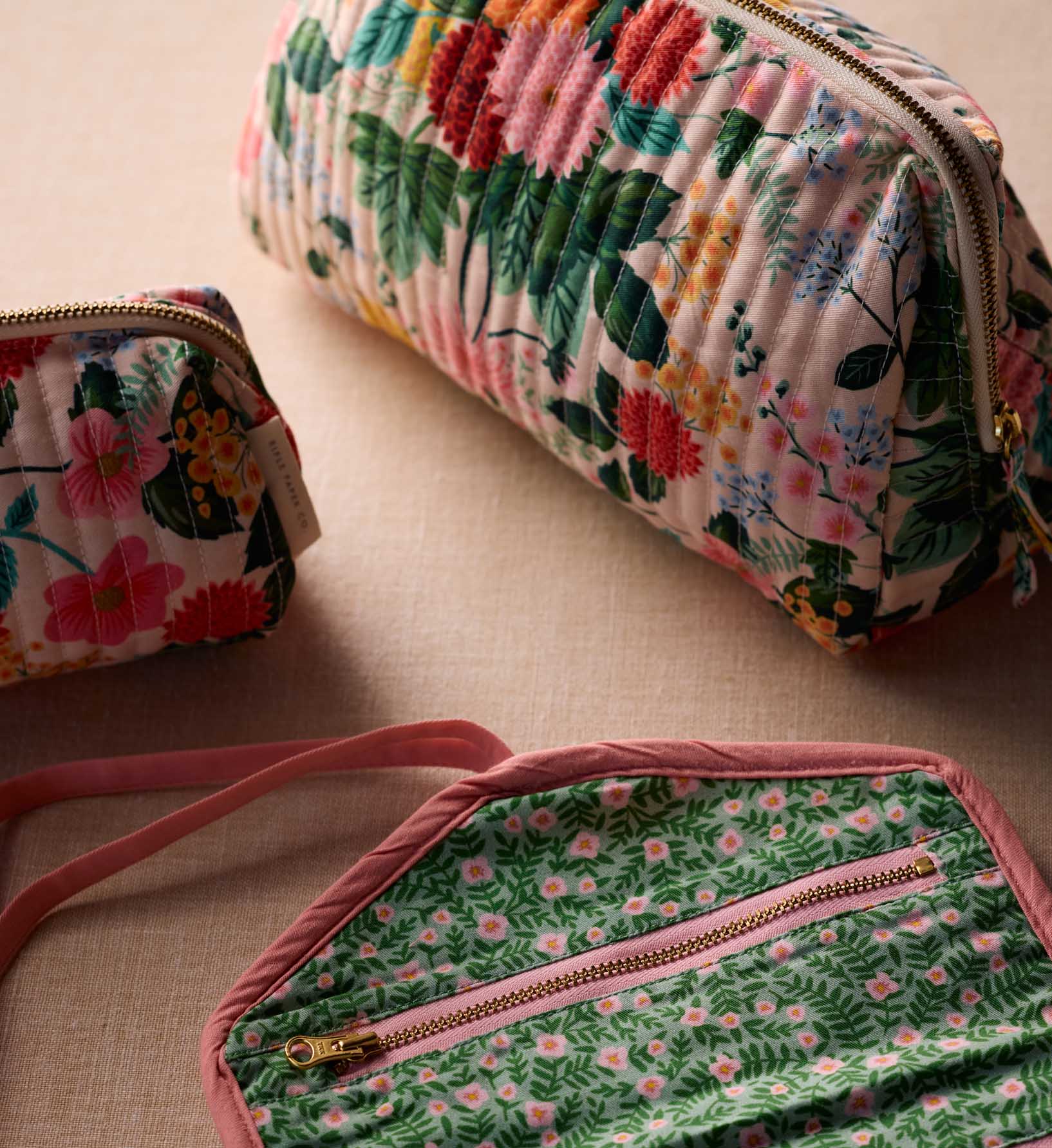 Quilted Large Cosmetic Pouch - Dahlia