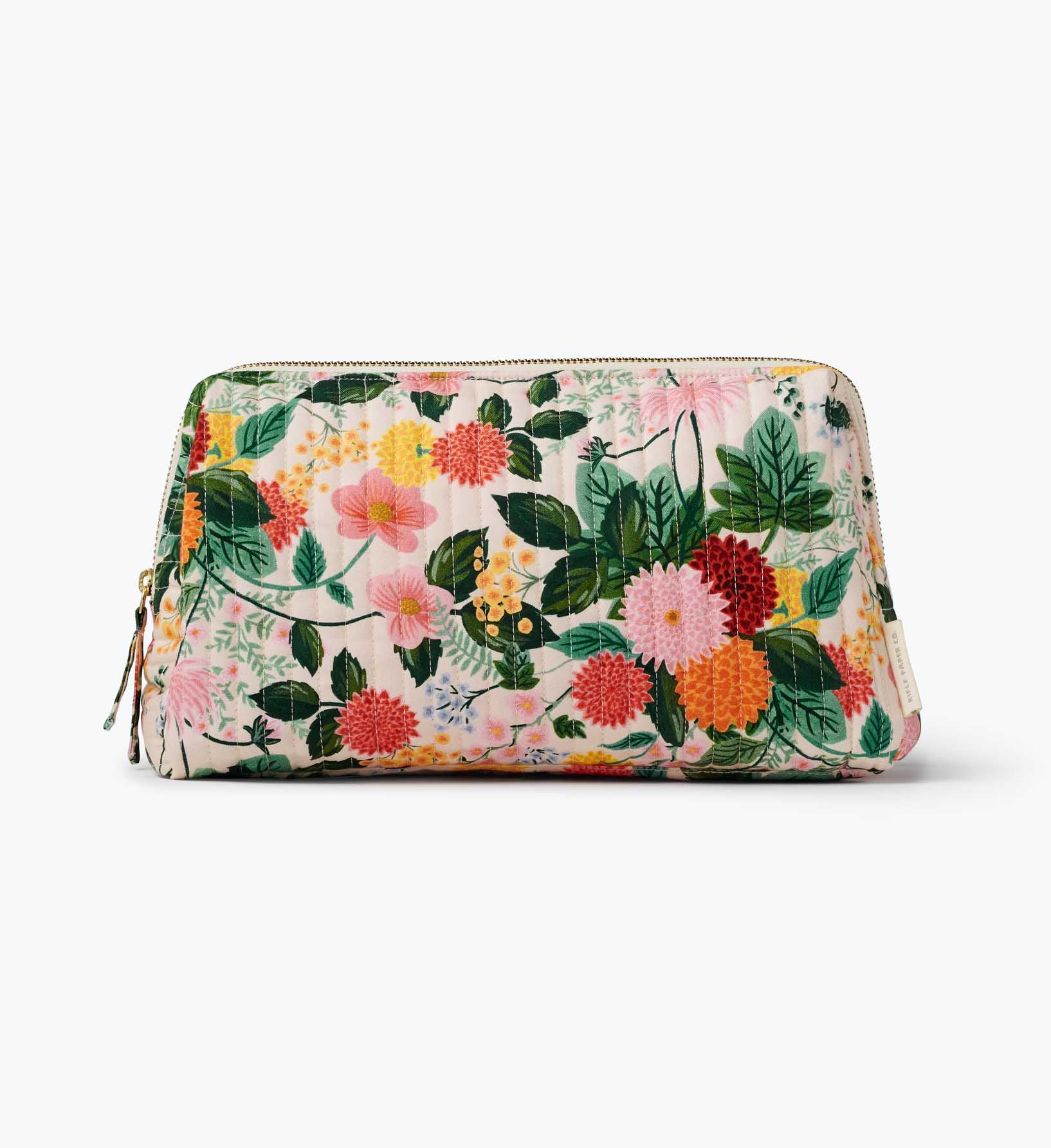 Quilted Large Cosmetic Pouch - Dahlia