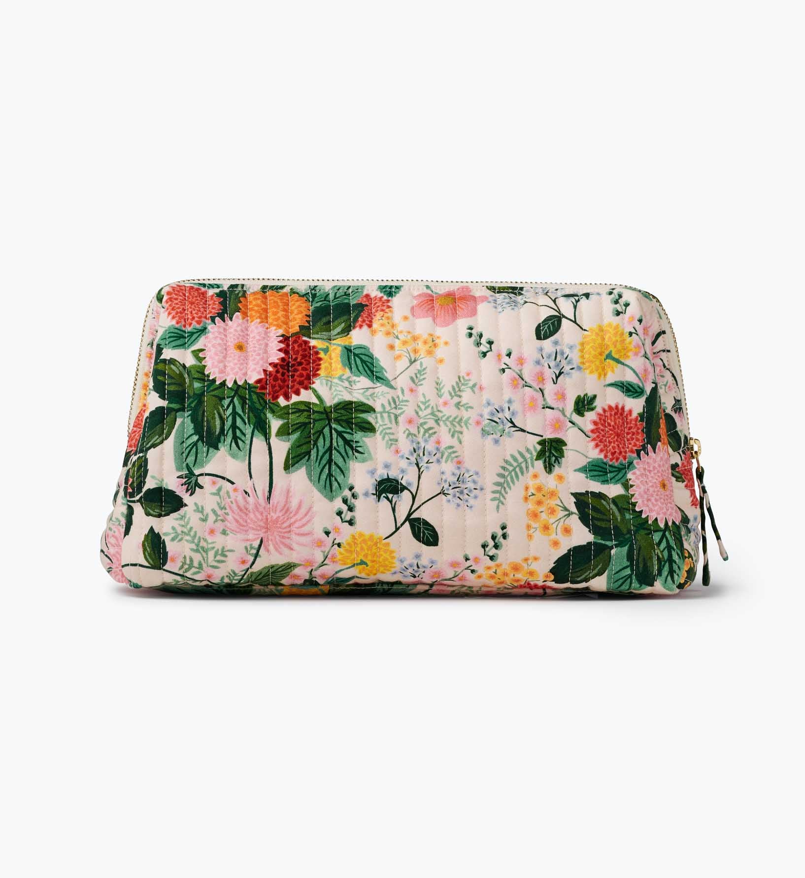 Quilted Large Cosmetic Pouch - Dahlia