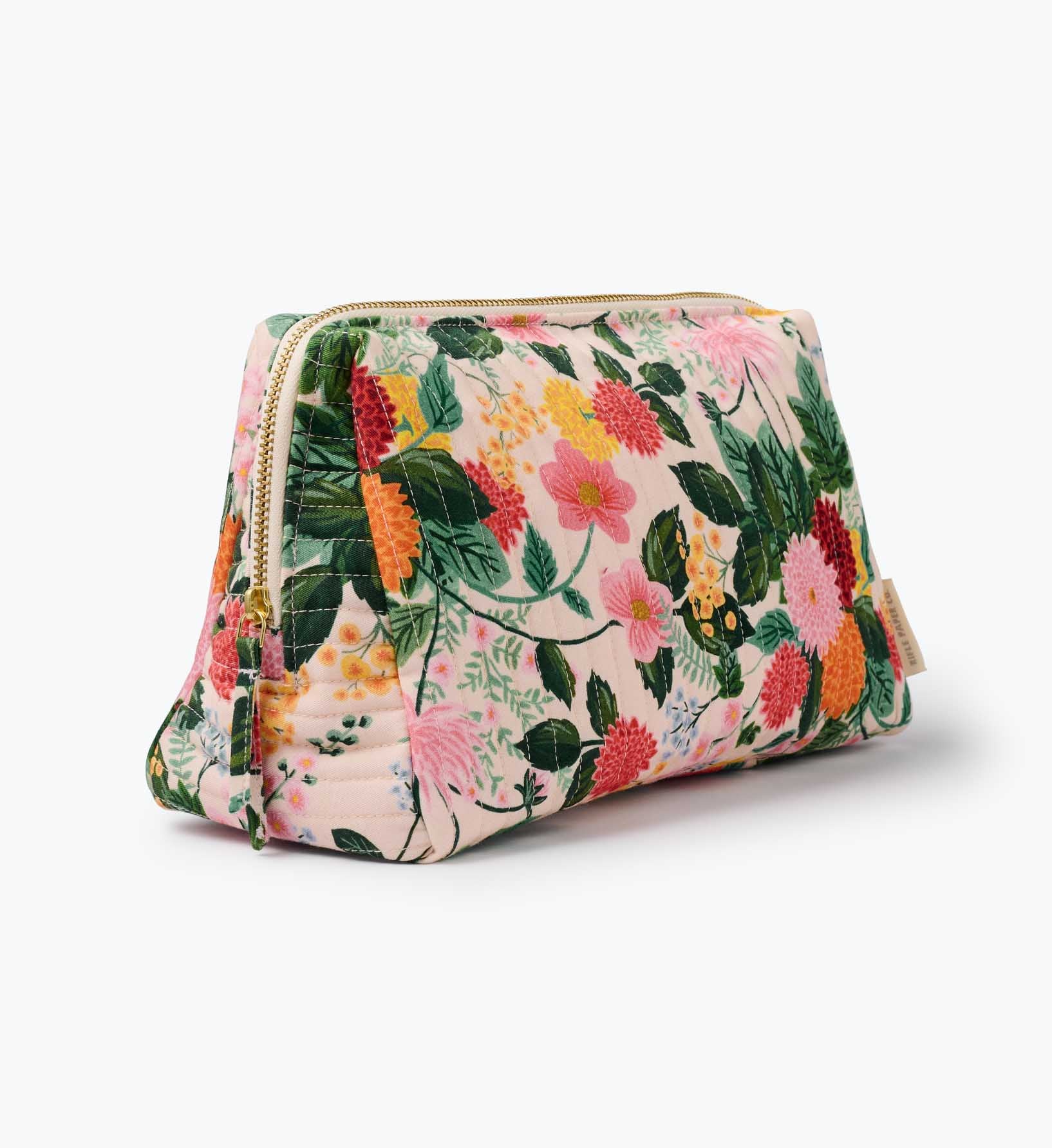 Quilted Large Cosmetic Pouch - Dahlia