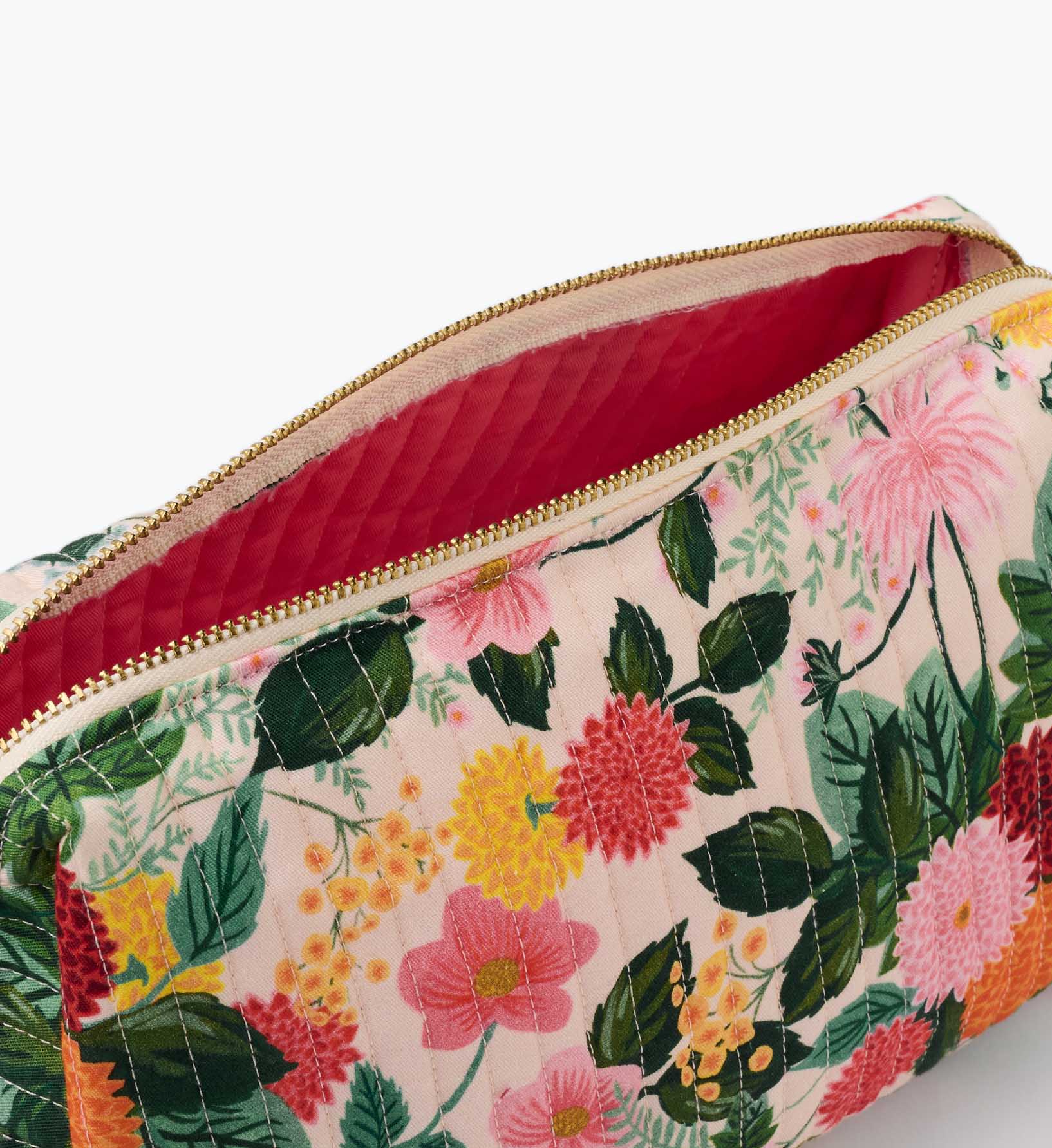 Quilted Large Cosmetic Pouch - Dahlia