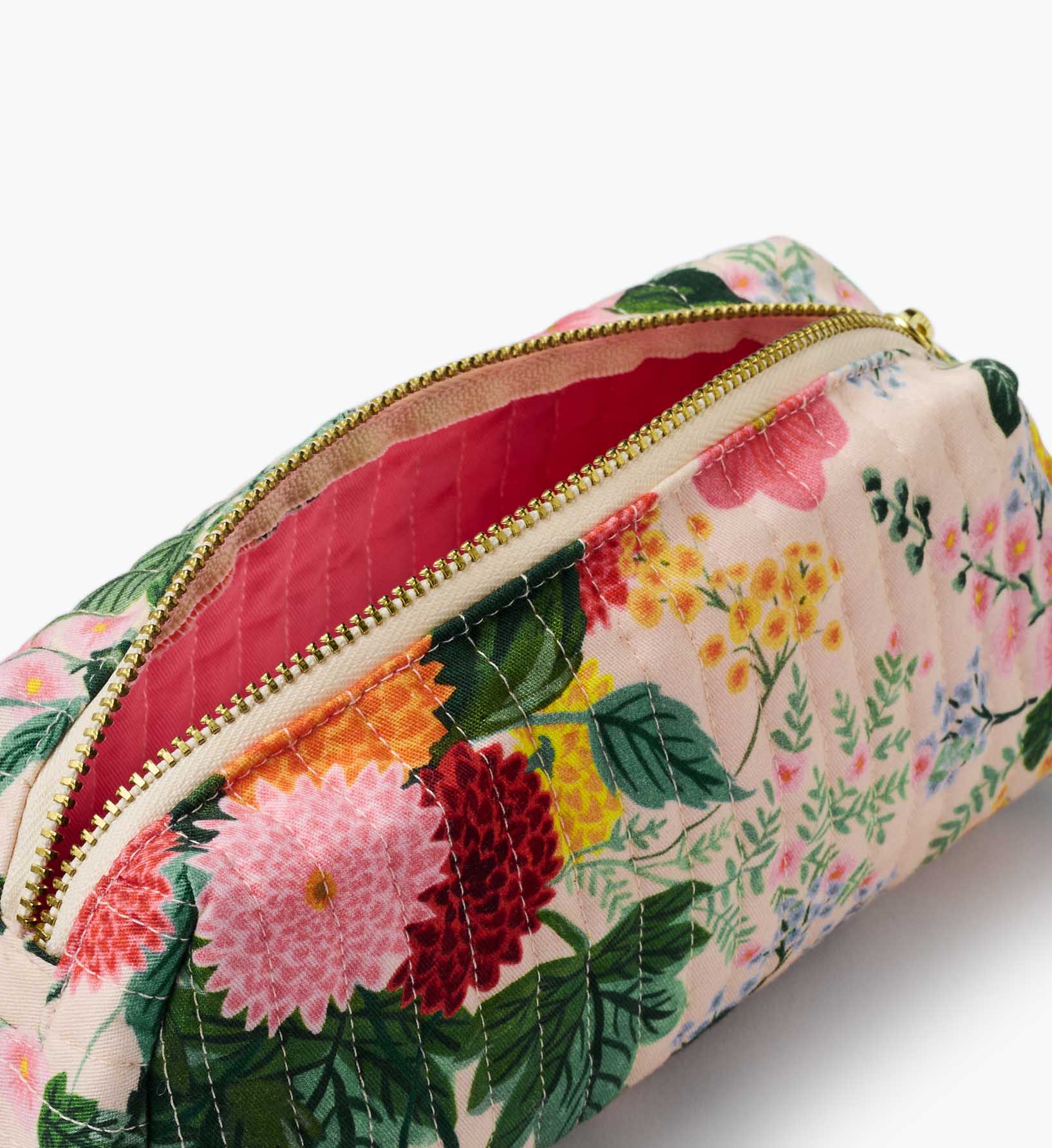 Quilted Small Cosmetic Pouch - Dahlia