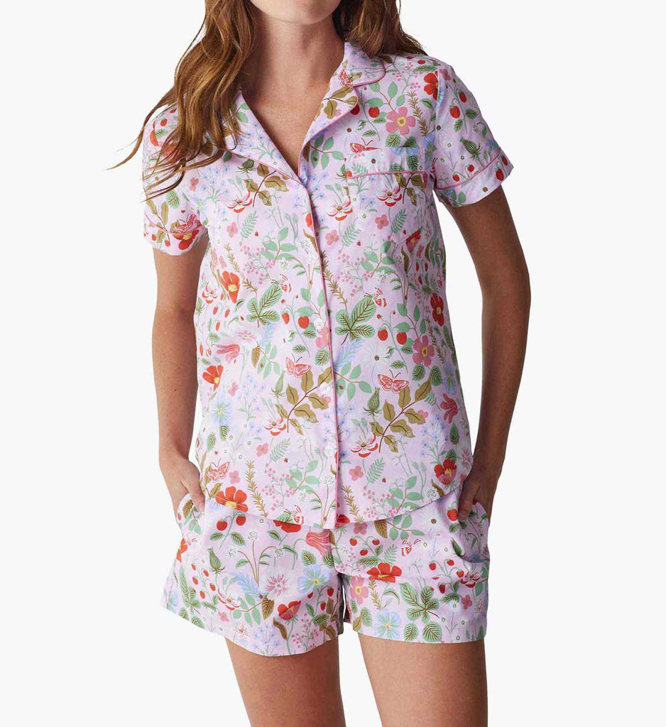 Strawberry Rile Strawberry Fields Poplin Pajama Short Set | Rifle Paper Co.
