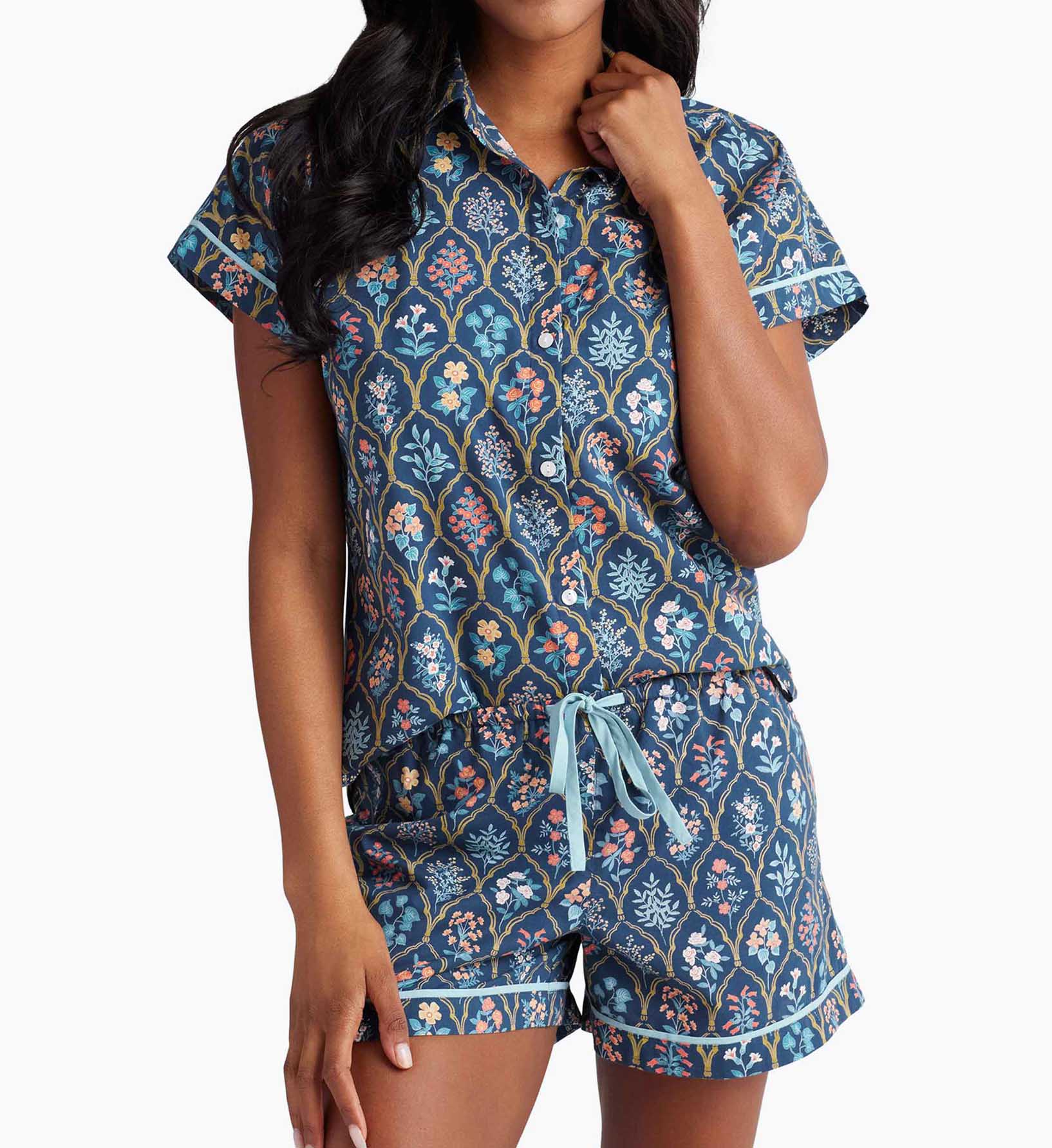 Voile Button Front Short Set - Hawthorne