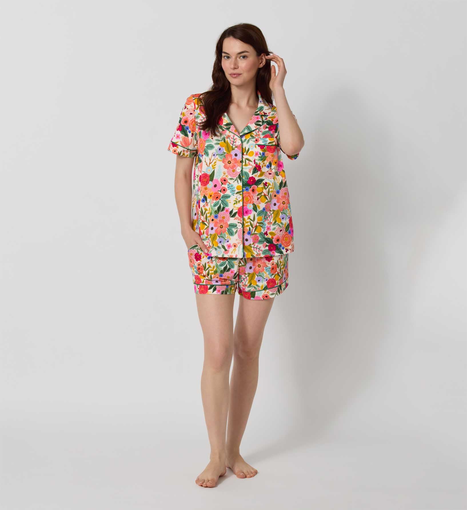 Jersey Shorty Pajama Set - Garden Party