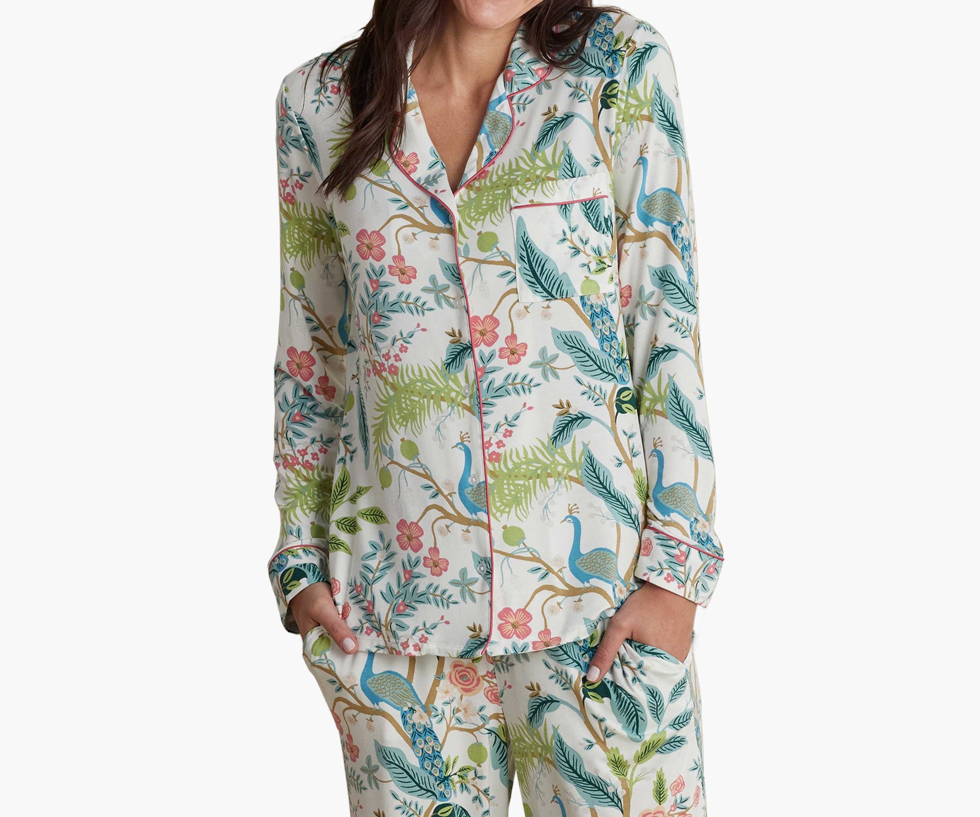 Peacock Ivory - Tencel Modal Button Front Long Set
